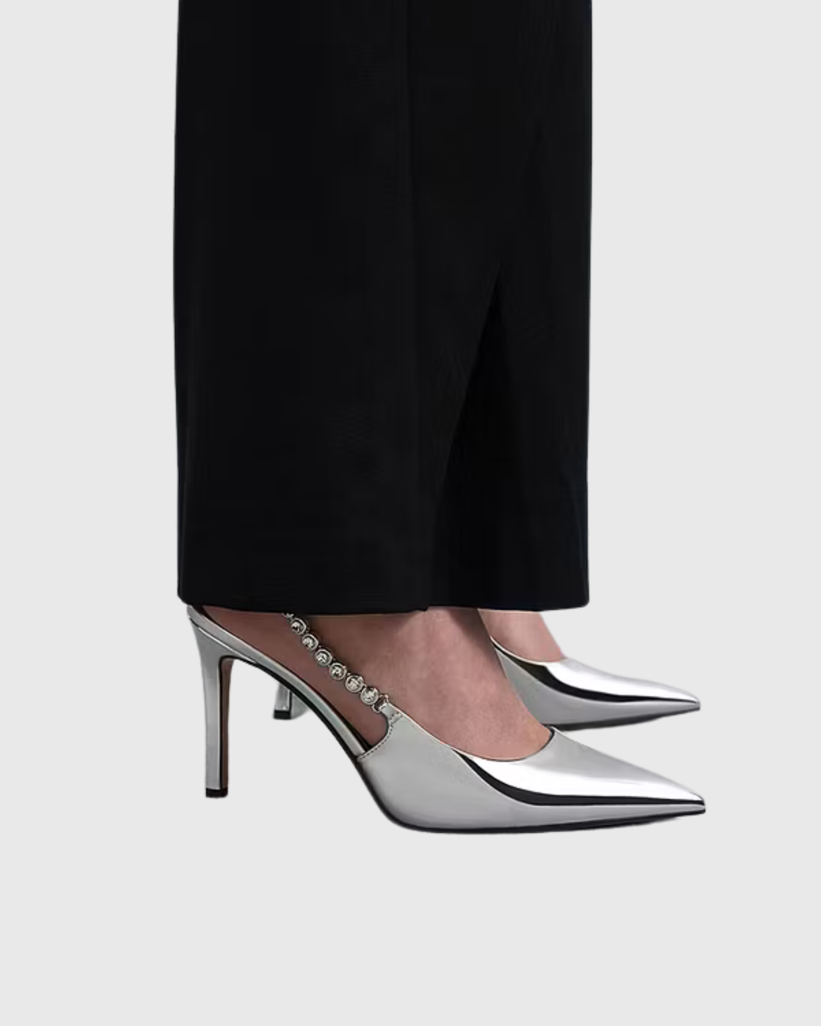 Maren Rhinestone Chain Stiletto Sandals In Silver
