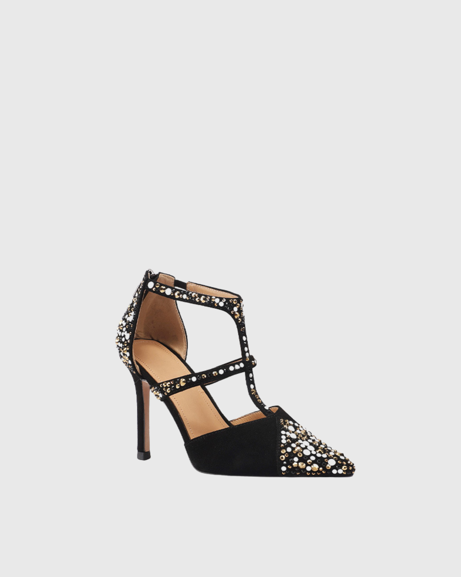 Luna Rhinestone Strap Pumps In Black