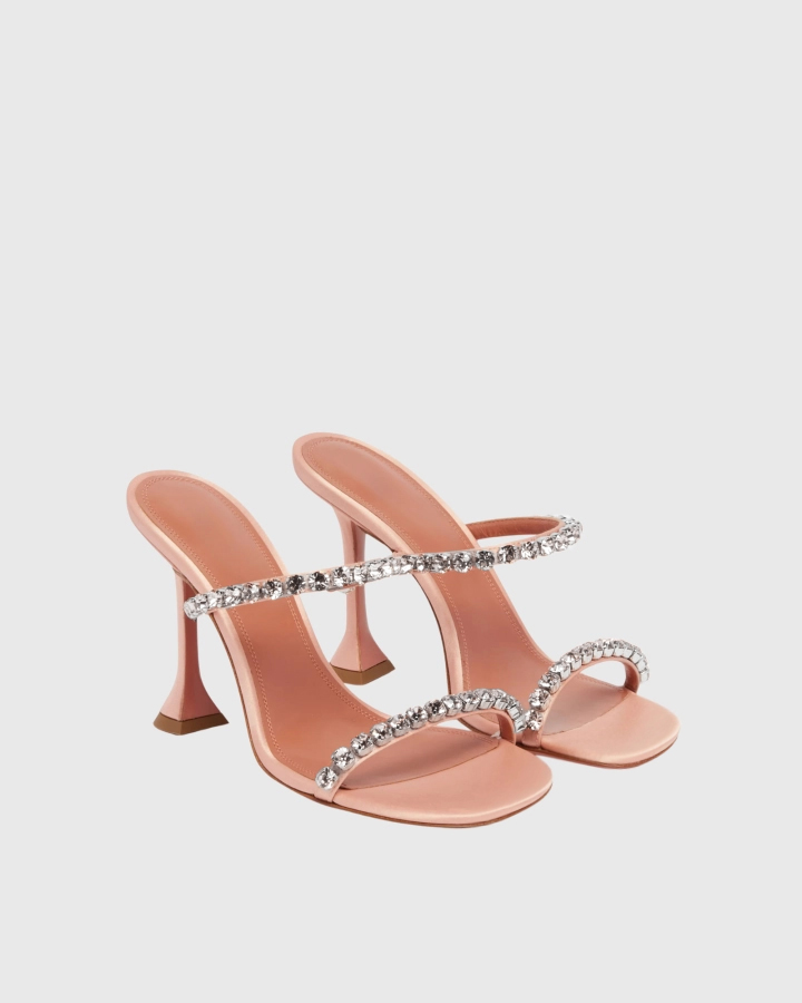 Cynara Rhinestone Stiletto Mules In Nude