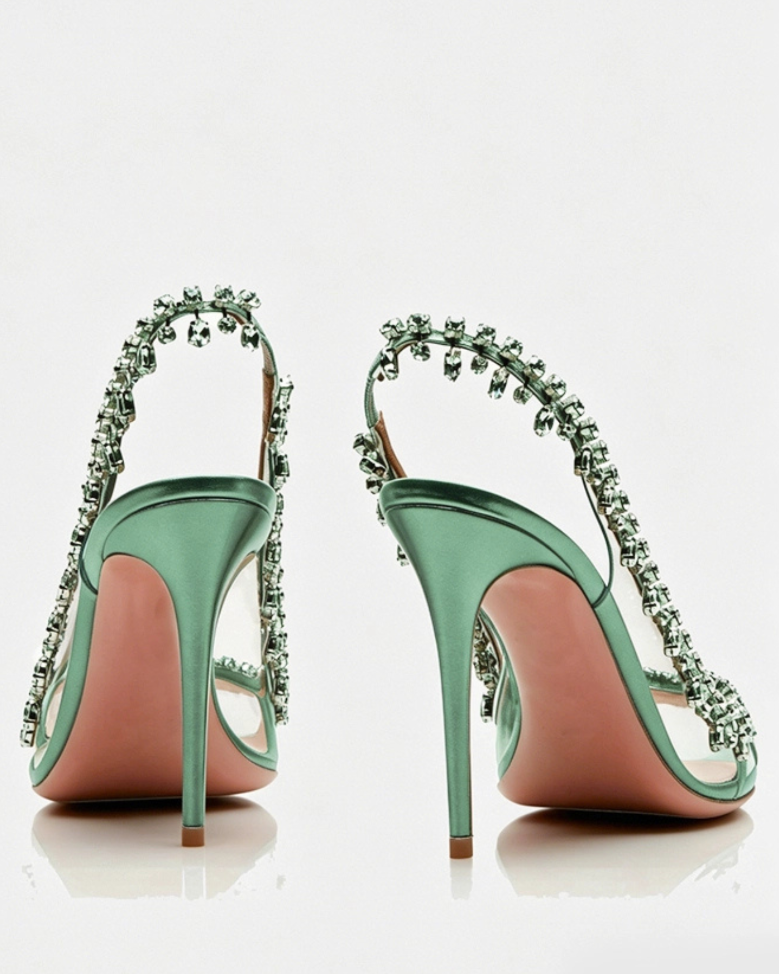 Ilary Diamond Slingback Sandals In Green