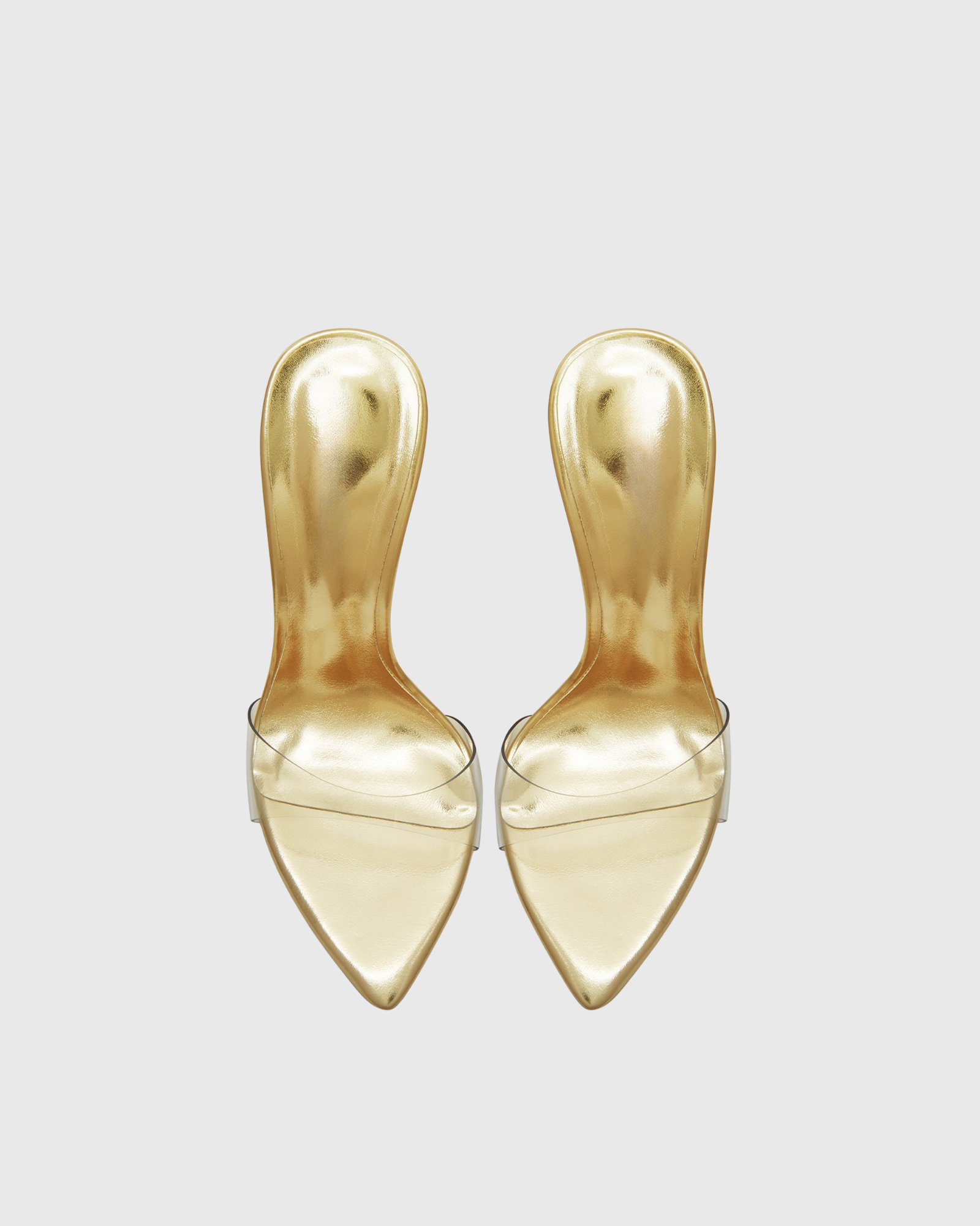 Luxira PVC Stiletto Mules In Gold