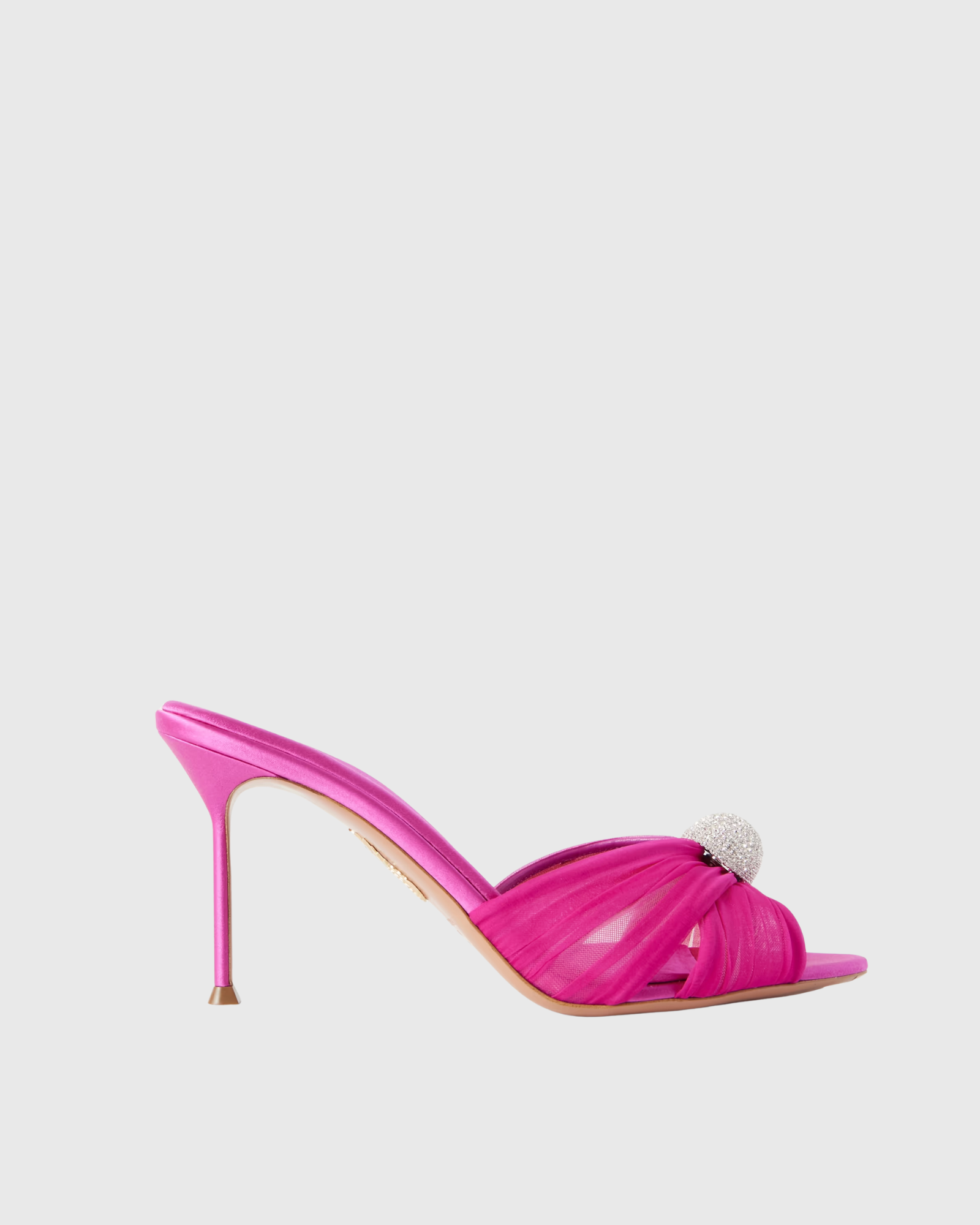 Lena Rhinestone Open Toe Mules In Fuchsia