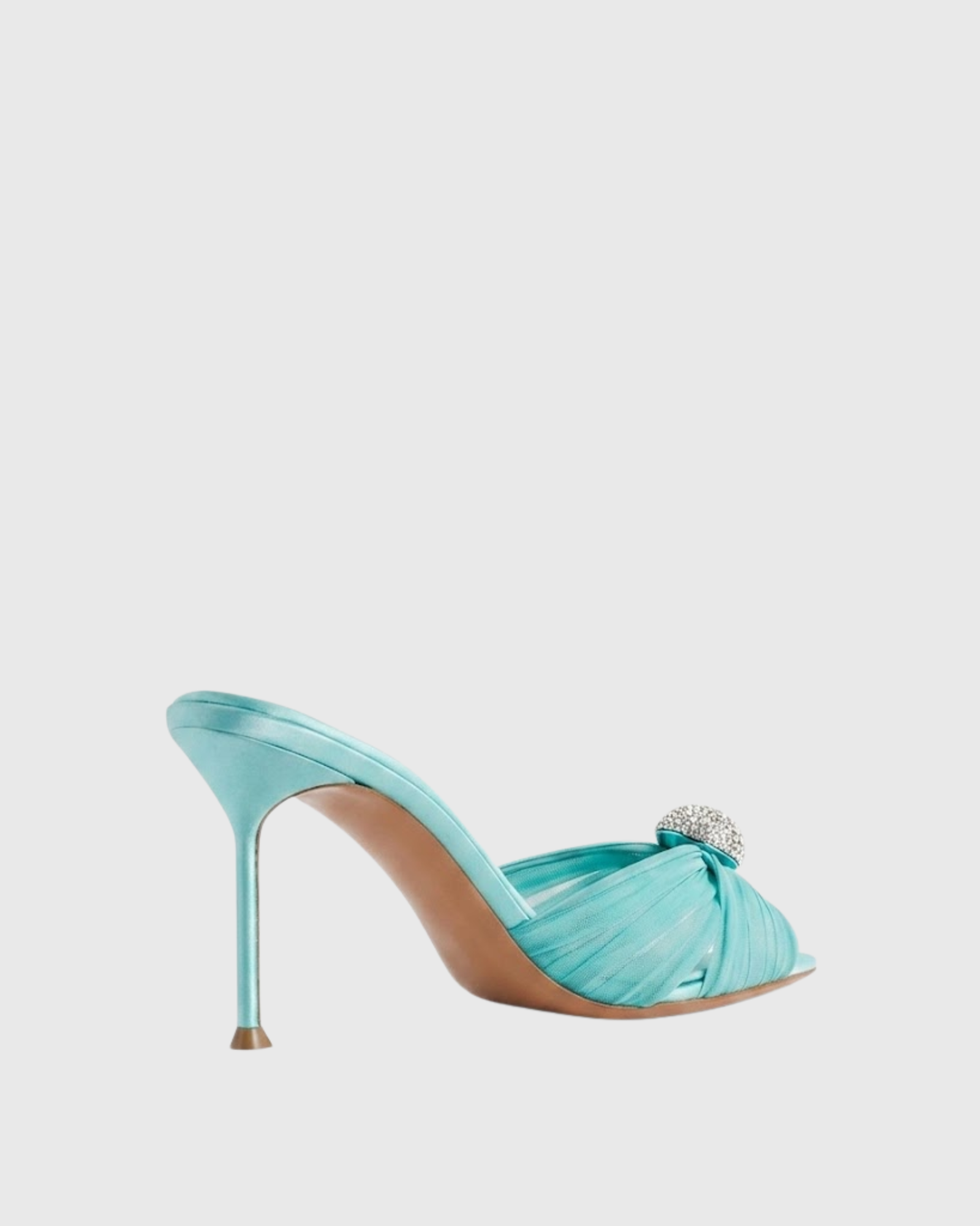 Lena Rhinestone Open Toe Mules In Turquoise