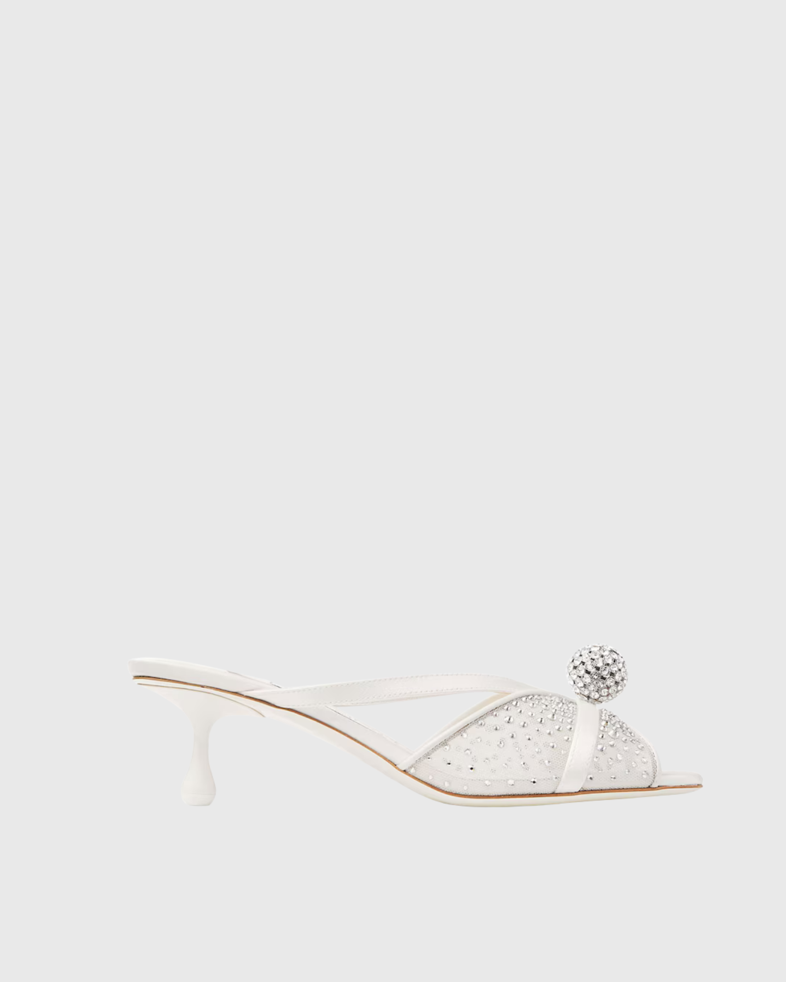 Prescott Rhinestone Mesh Mules In White