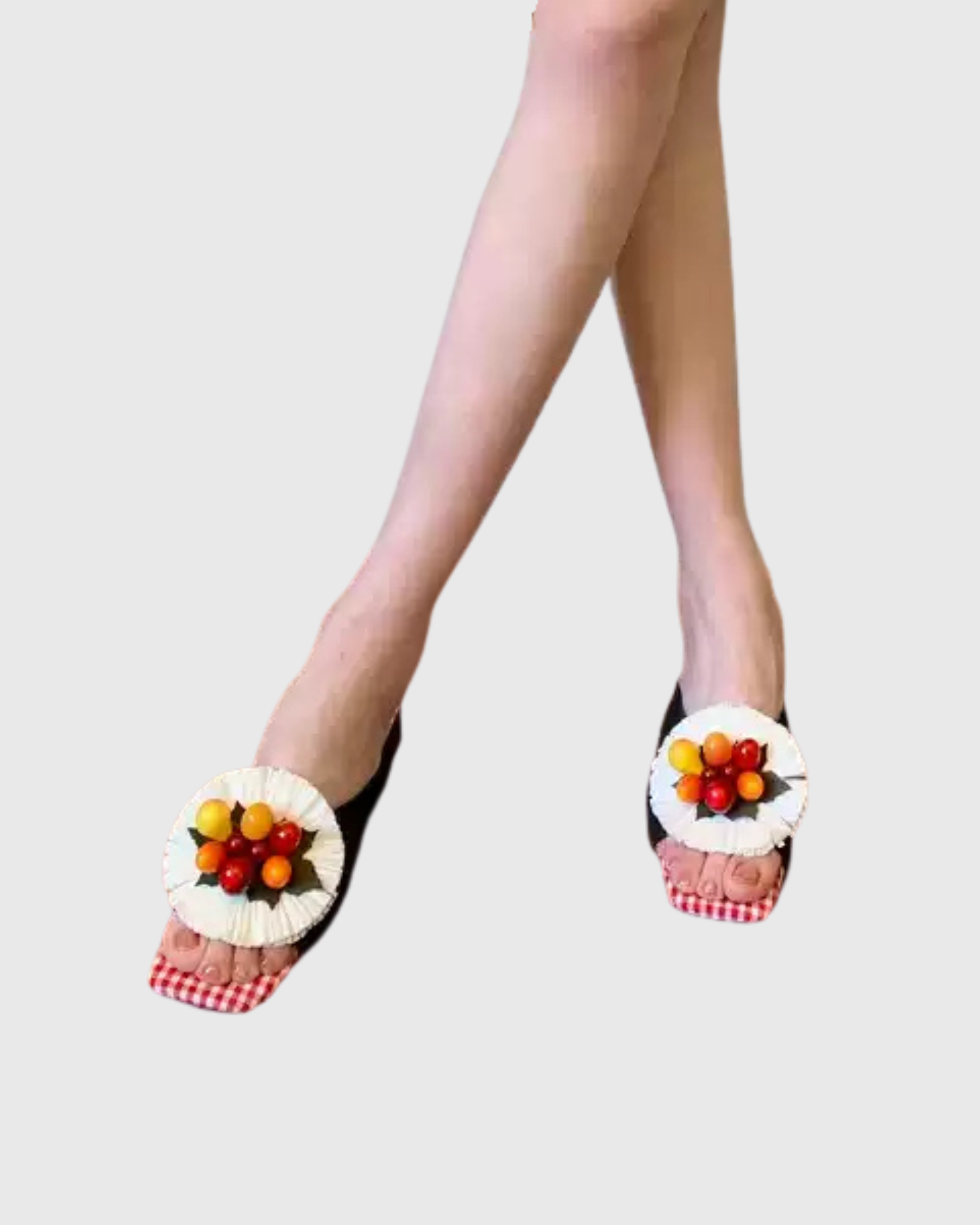 Odette Berry Embellished Plaid Mules