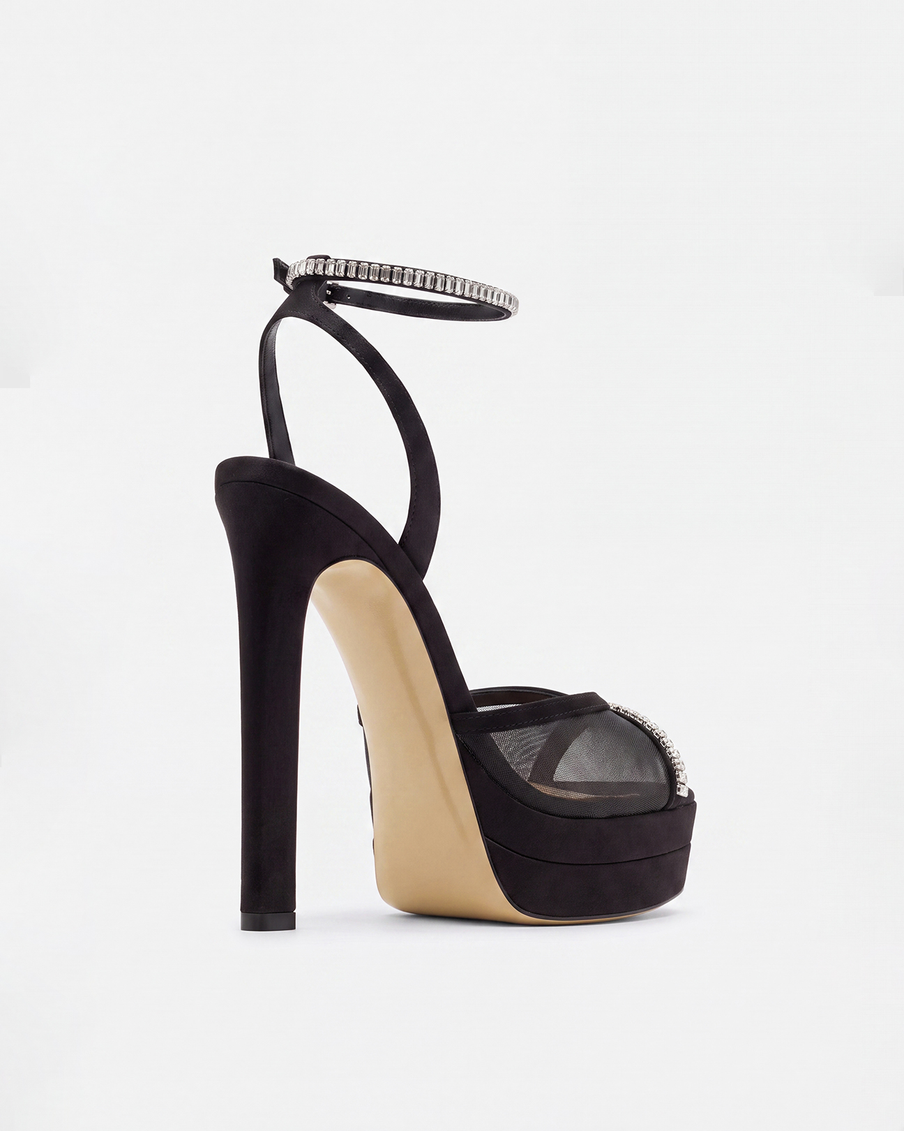 Cary Peep Toe Platform Sandals In Black