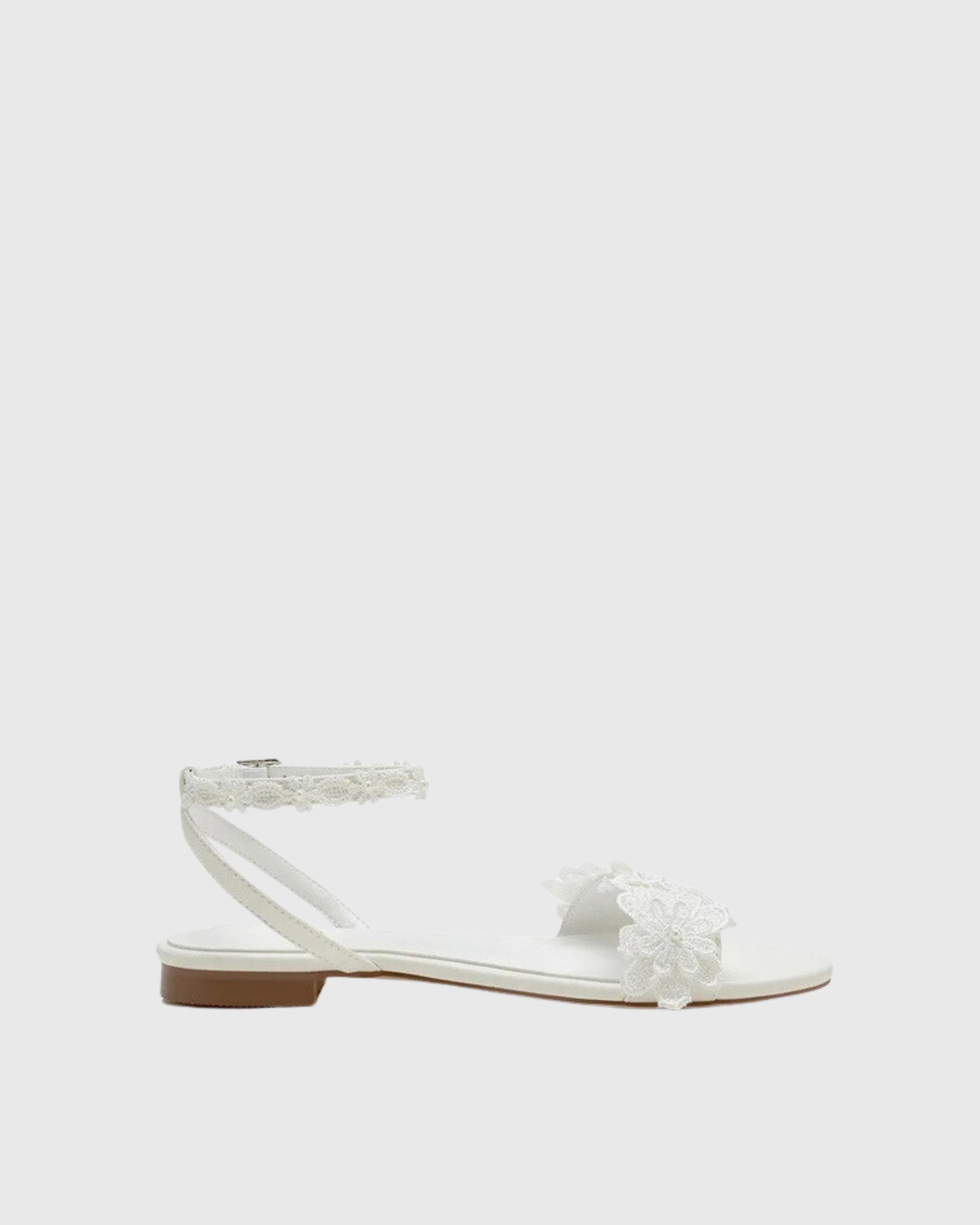 Jean Strap Floral Lace Flat Sandals