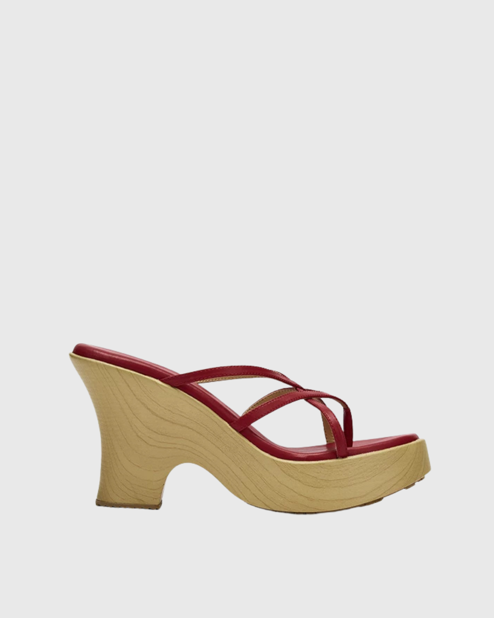 Jeane Platform Wedge Thong Mules In Cherry Red