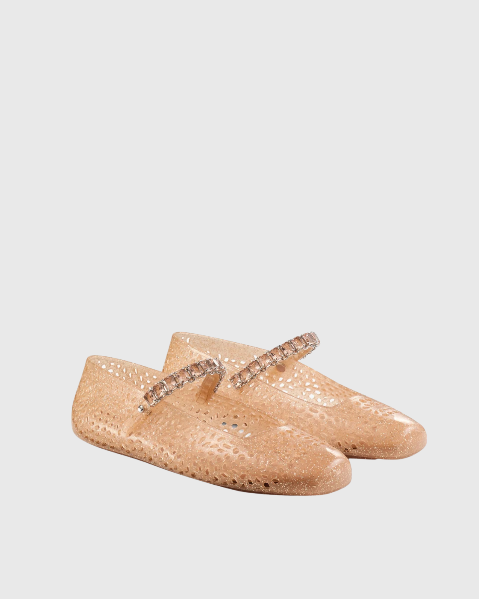 Zara Jelly PVC Cut Out  Flats In Gold