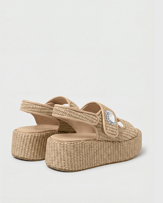 Jouri Woven Platform Sandals In Nude