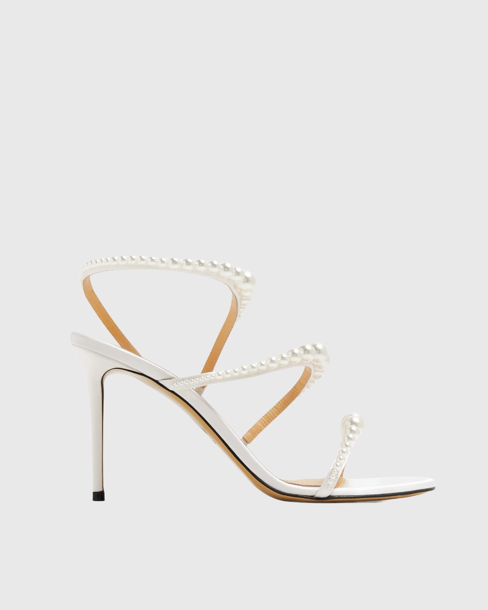 Axoria Pearl Spiral Stiletto Sandals In White