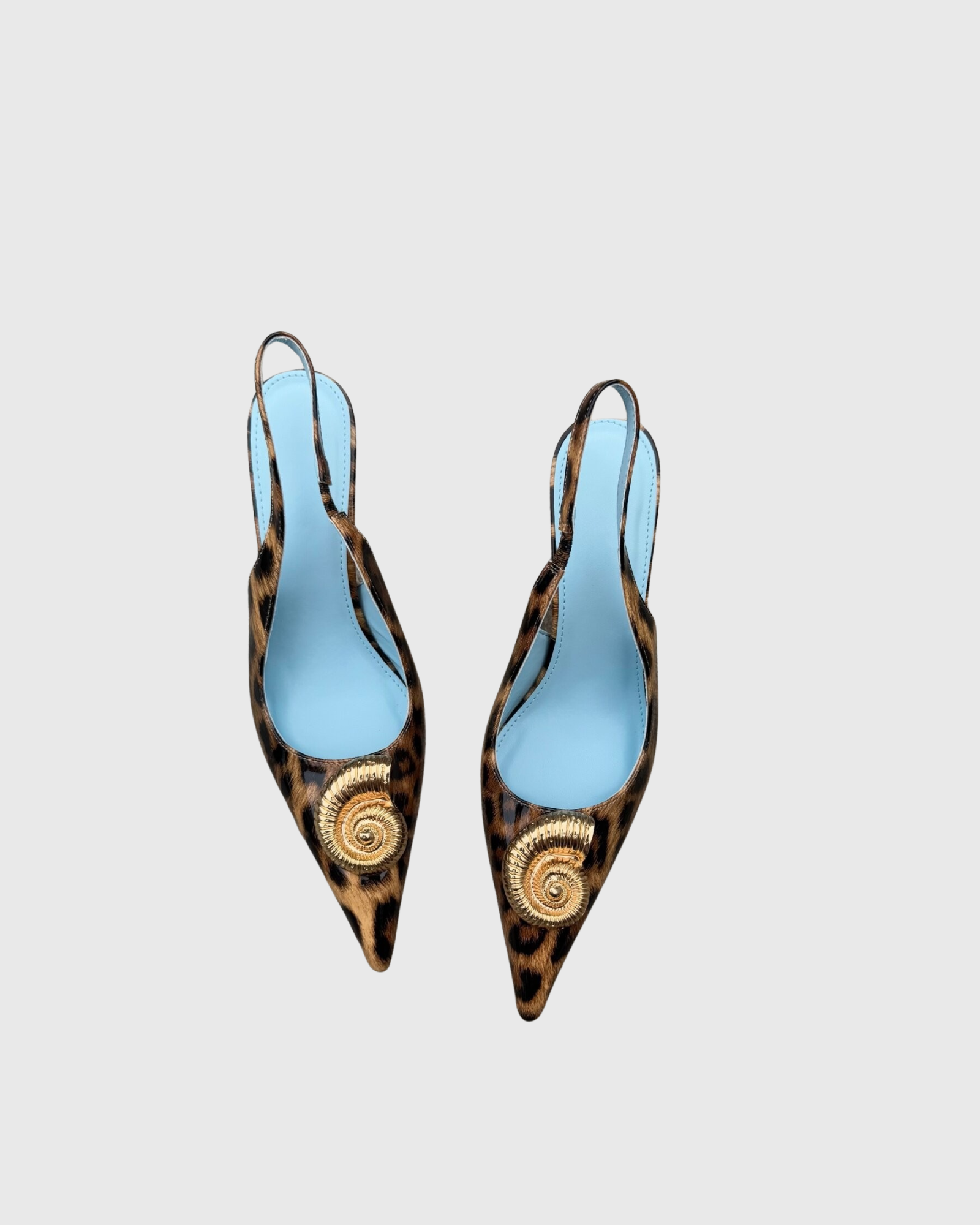 Judy Metal Conch Slingback Pumps In Leopard&Blue