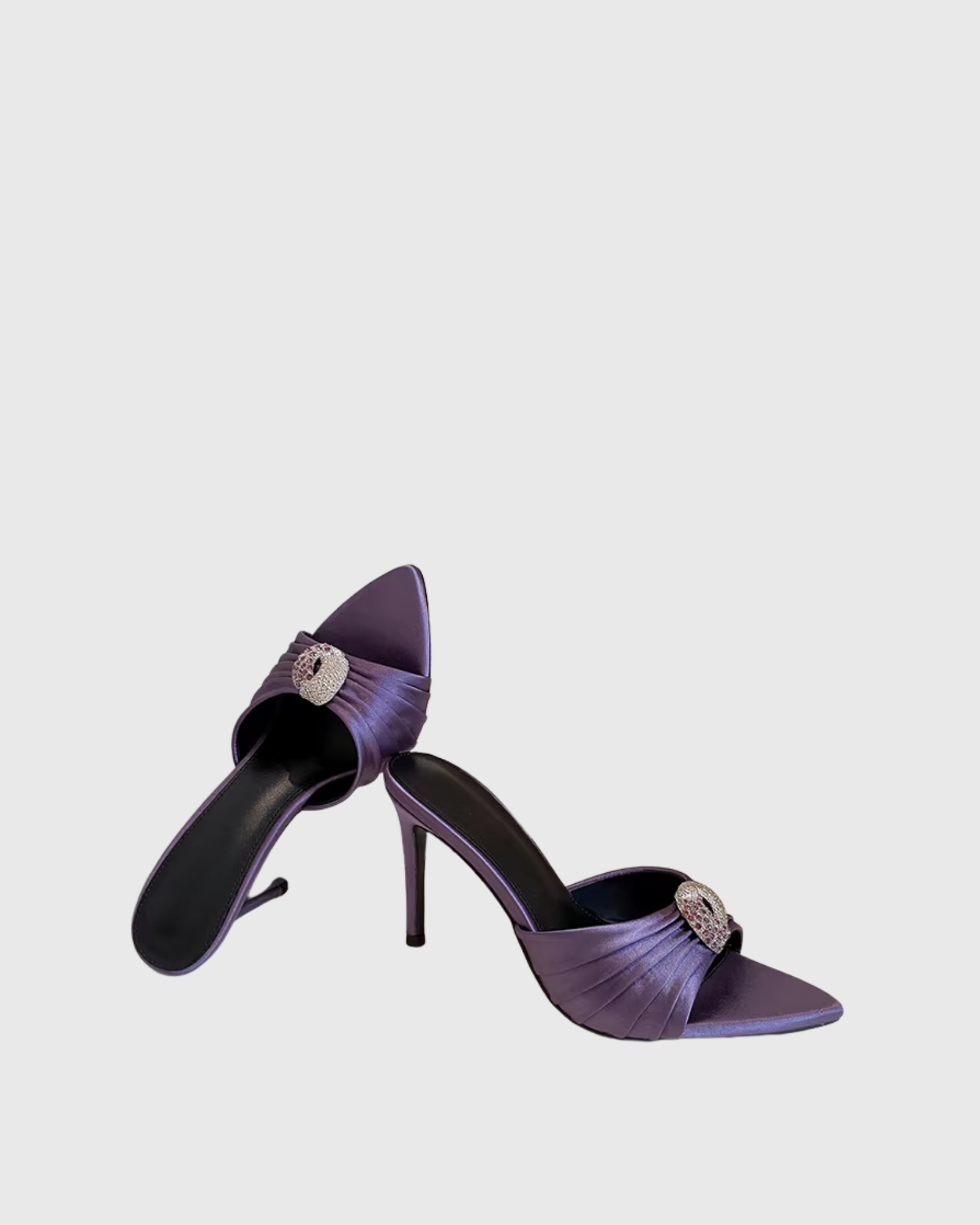 Baard Ruched Rhinestone Slippers In Purple