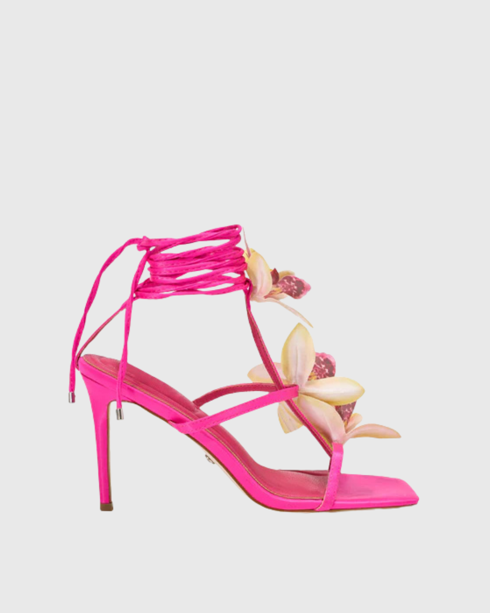 Alvira Flower Lace Up Sandals In Pink