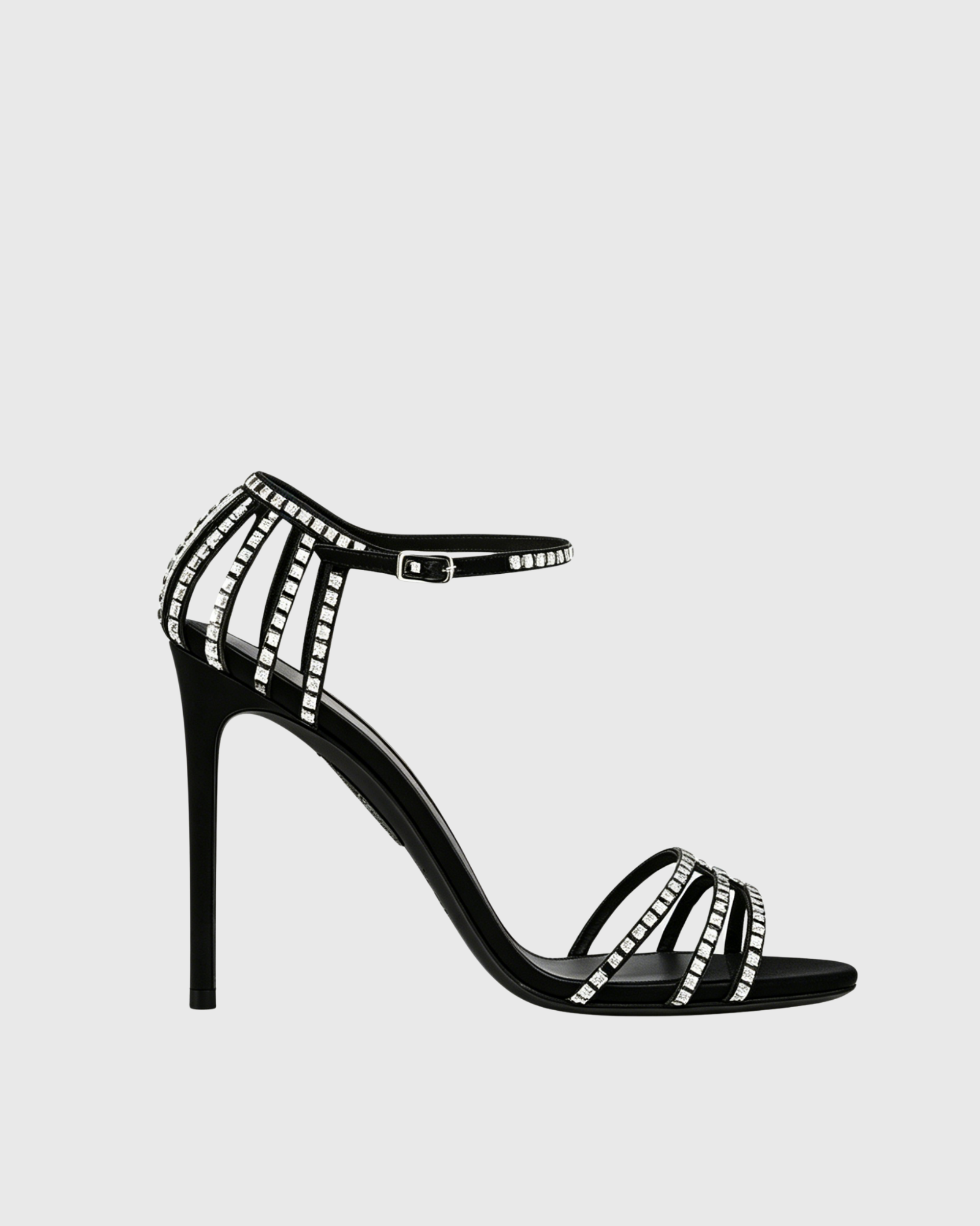 Jessy Rhinestone Cage Strap Sandals In Black
