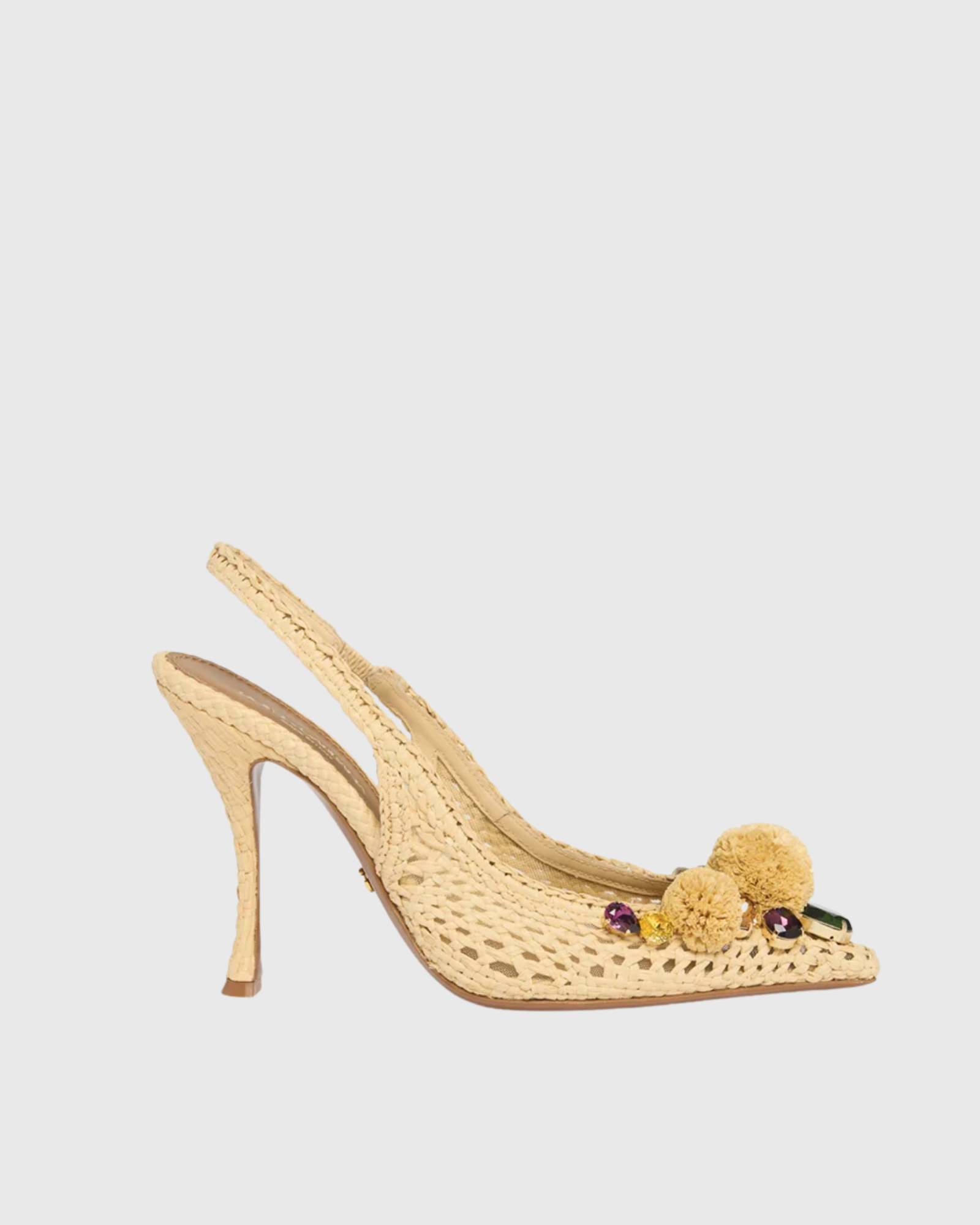 Thalassa Crochet Gem Sandals In Beige