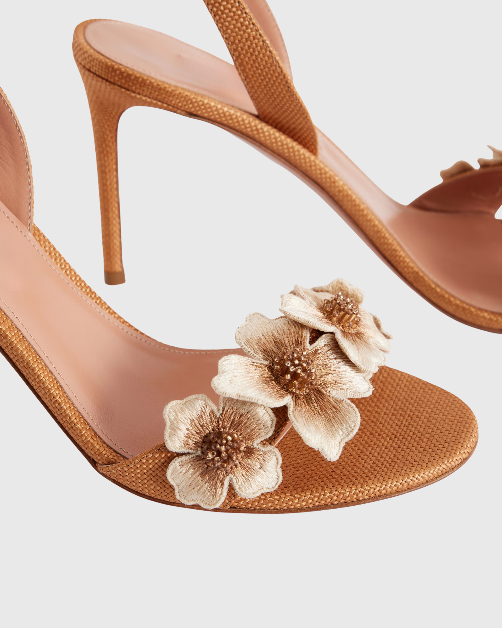 Florence Flower Sandals In Light Brown 