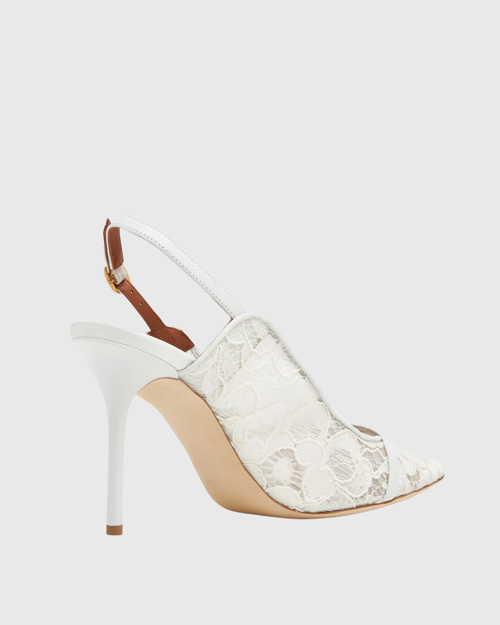 Faye Lace Slingback Pumps In White