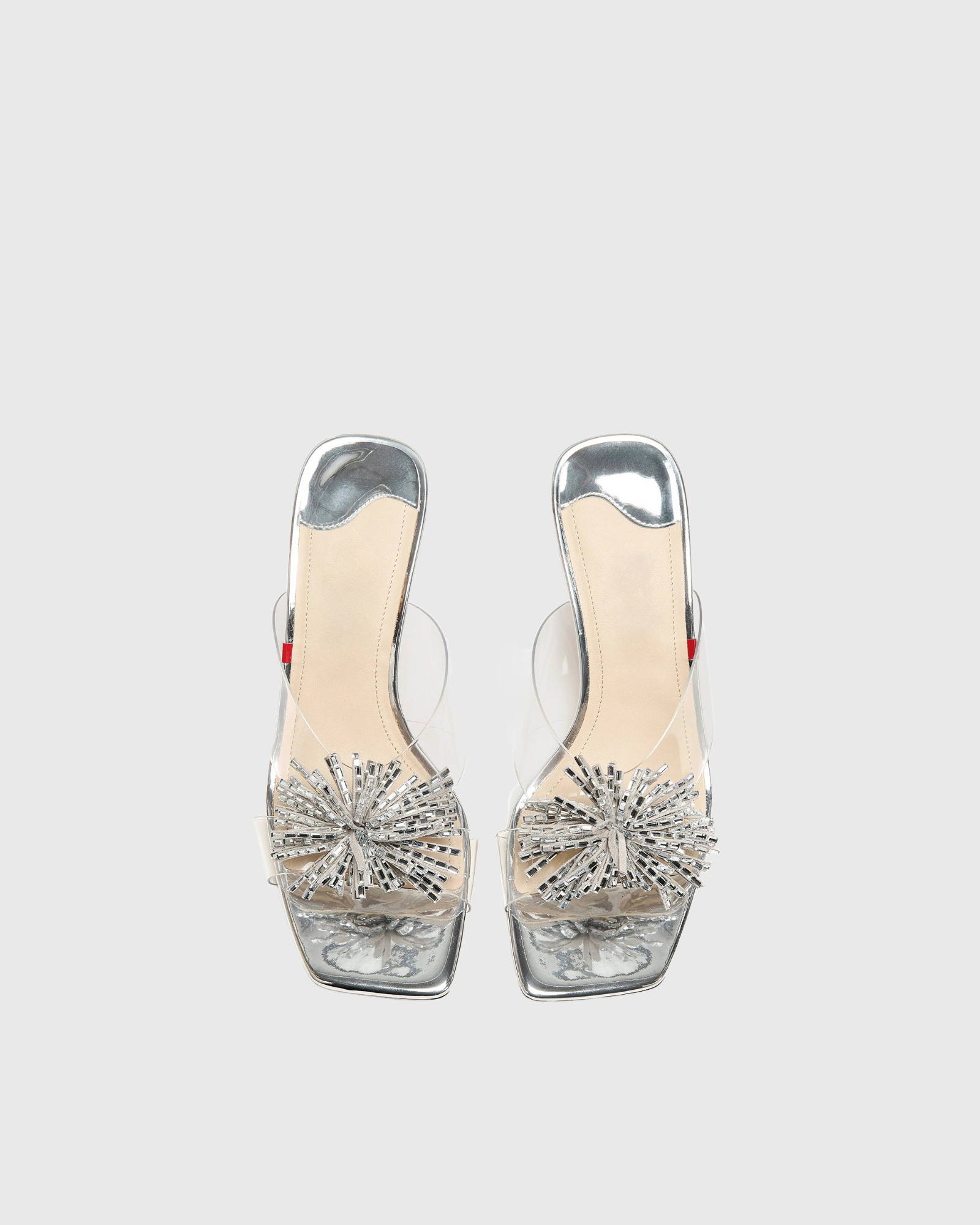 Ondine Crystal  Mules In Silver