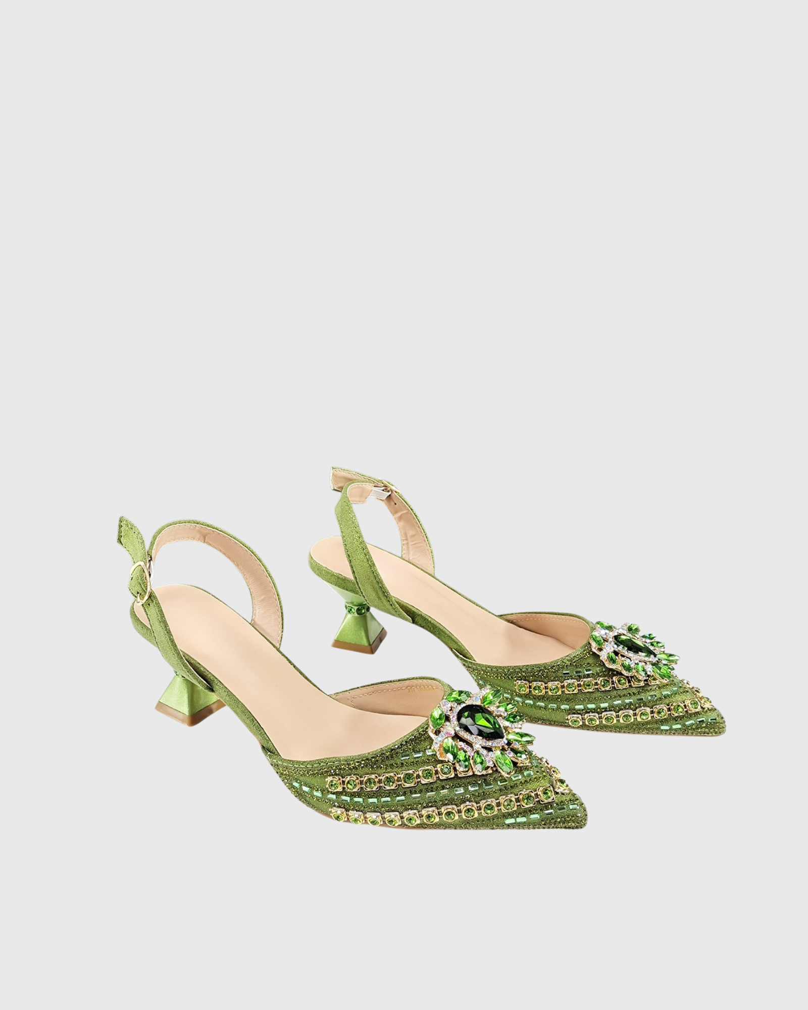 Talyne Crystal Slingback Sandals In Green