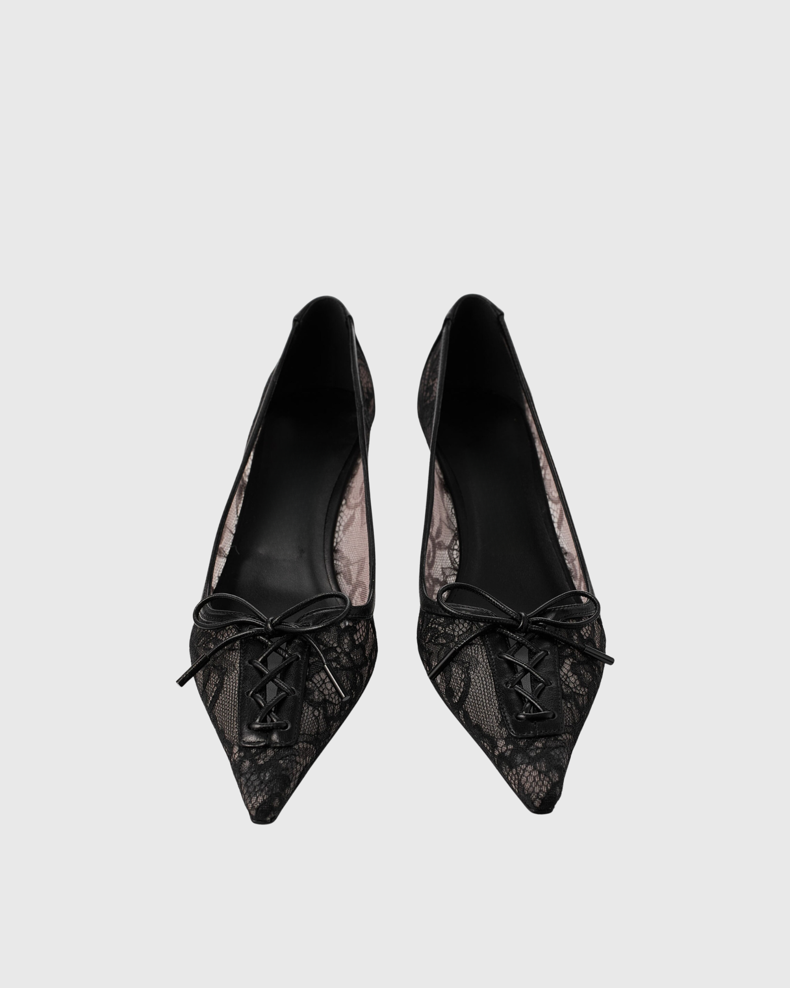 Vireya Lace Up Lace Kitten Heels In Black