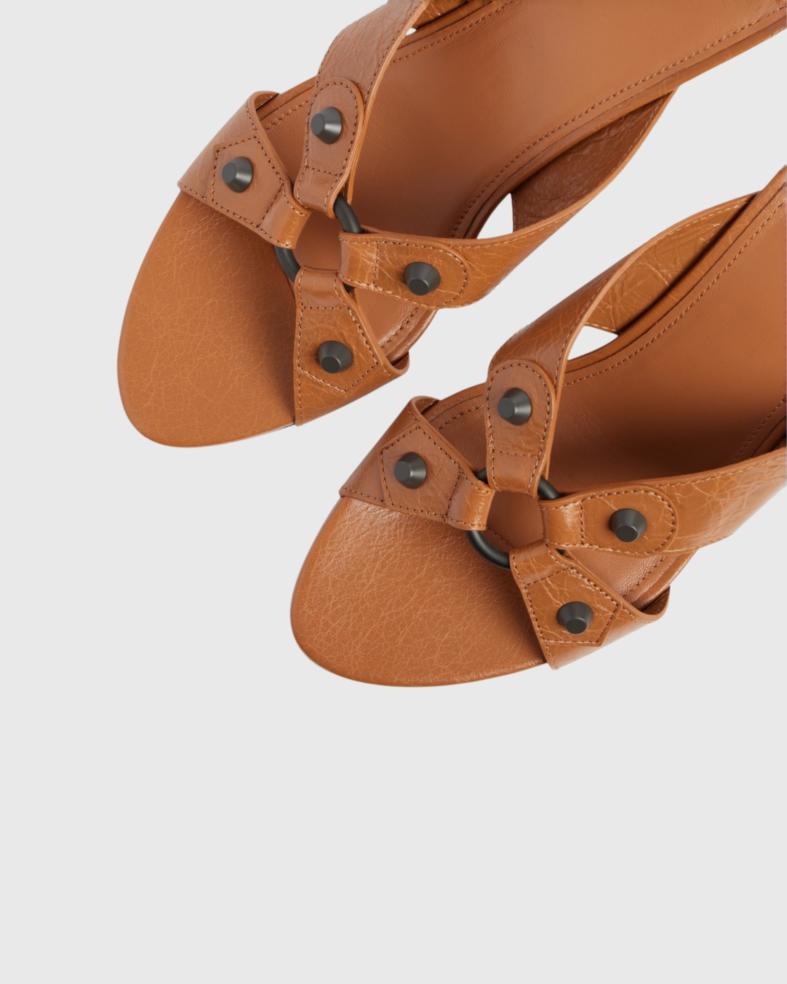 Ravelle Studded Leather Mules In Tan