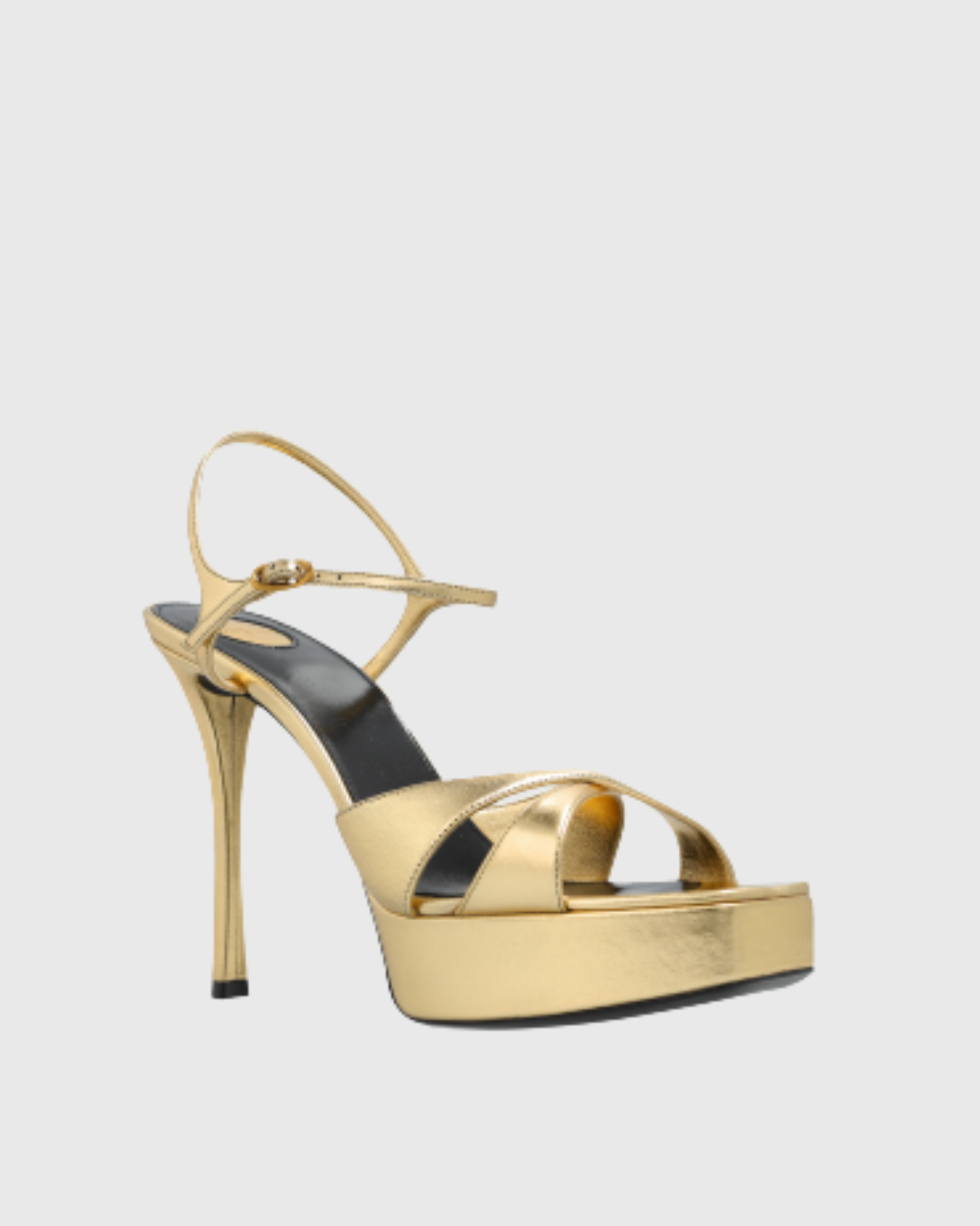 Kəmal Cross Leather Platform Sandals In Gold