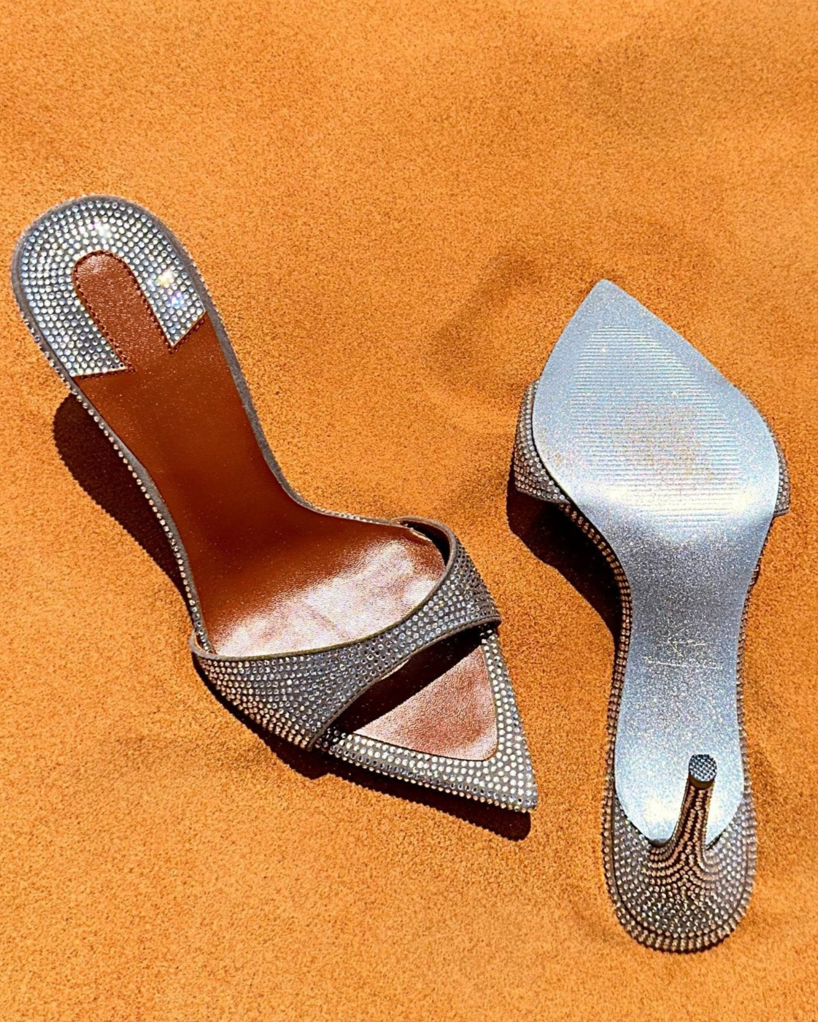 Rylee Rhinestone Embellisehd Mules In Sliver