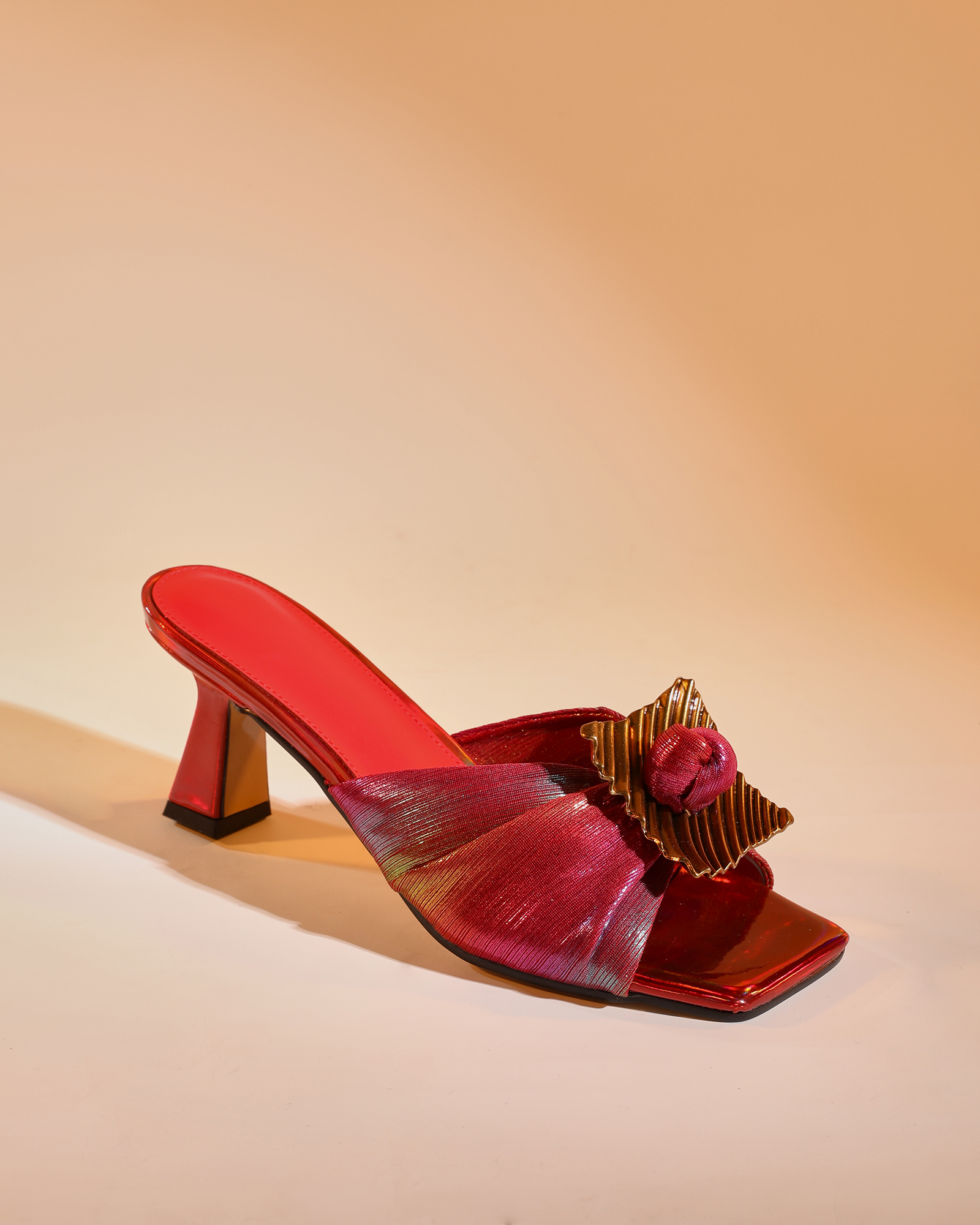 Hadar Flower Mules In Red