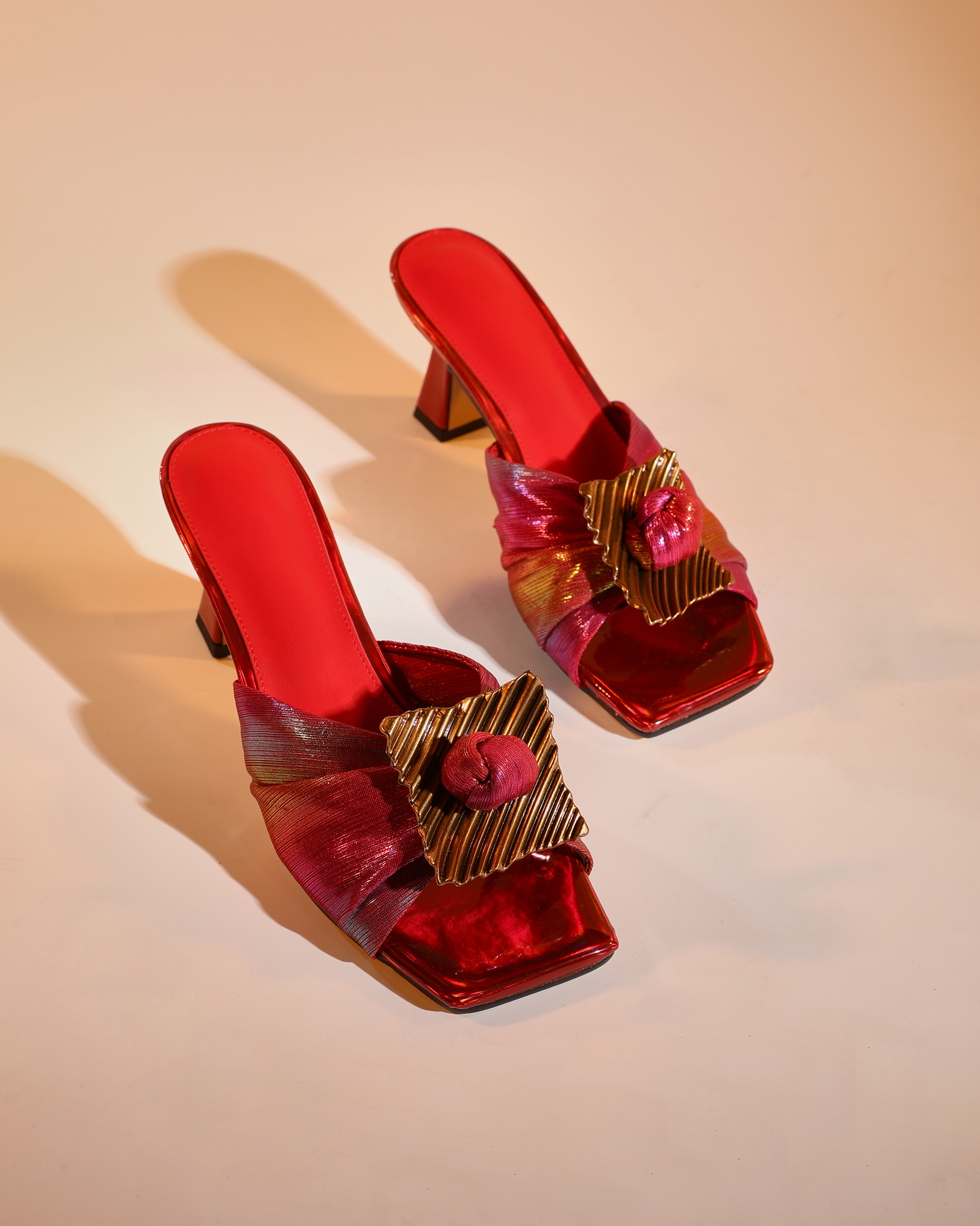Hadar Flower Mules In Red