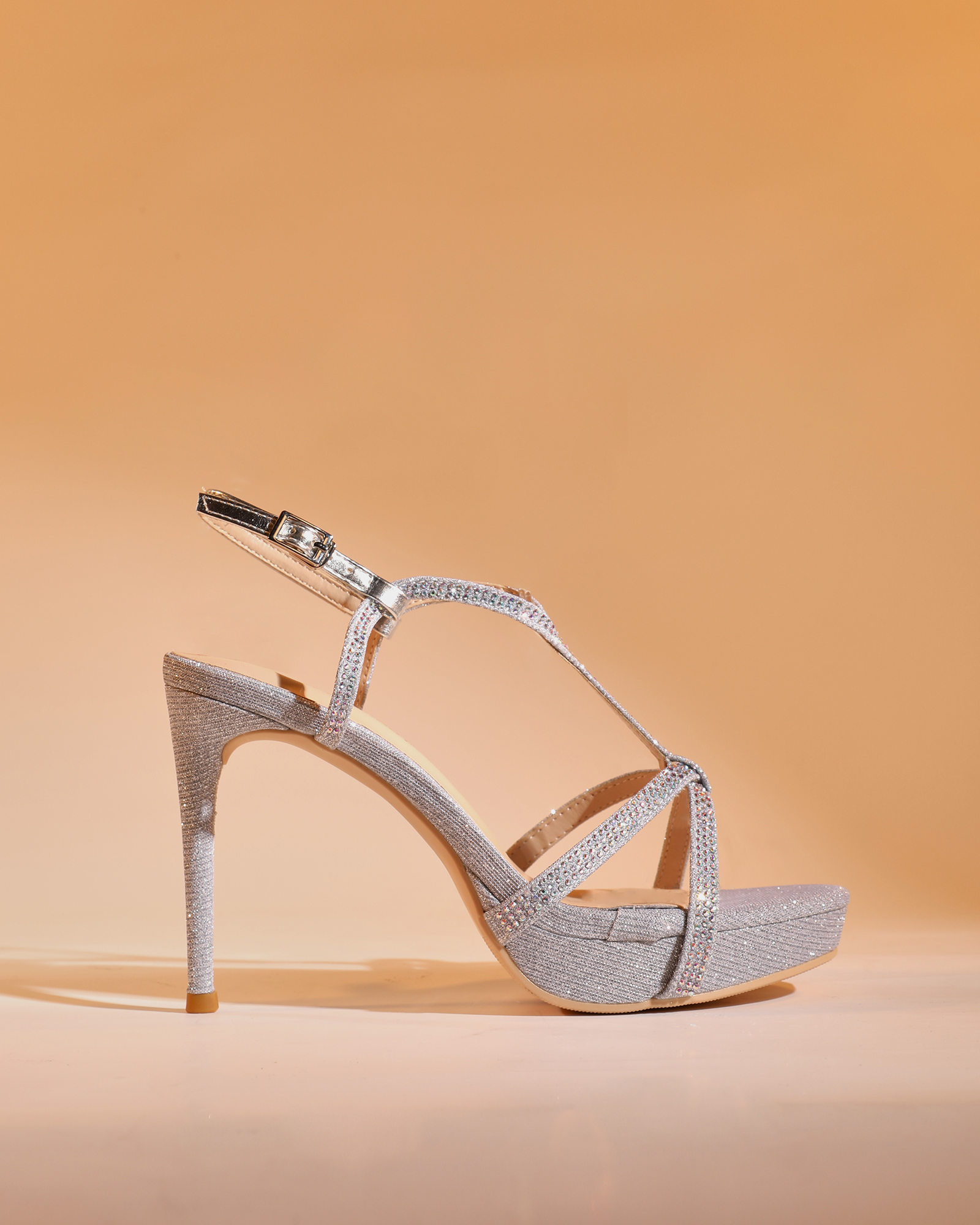 Hadas Sparkle T Strap Sandals In Sliver