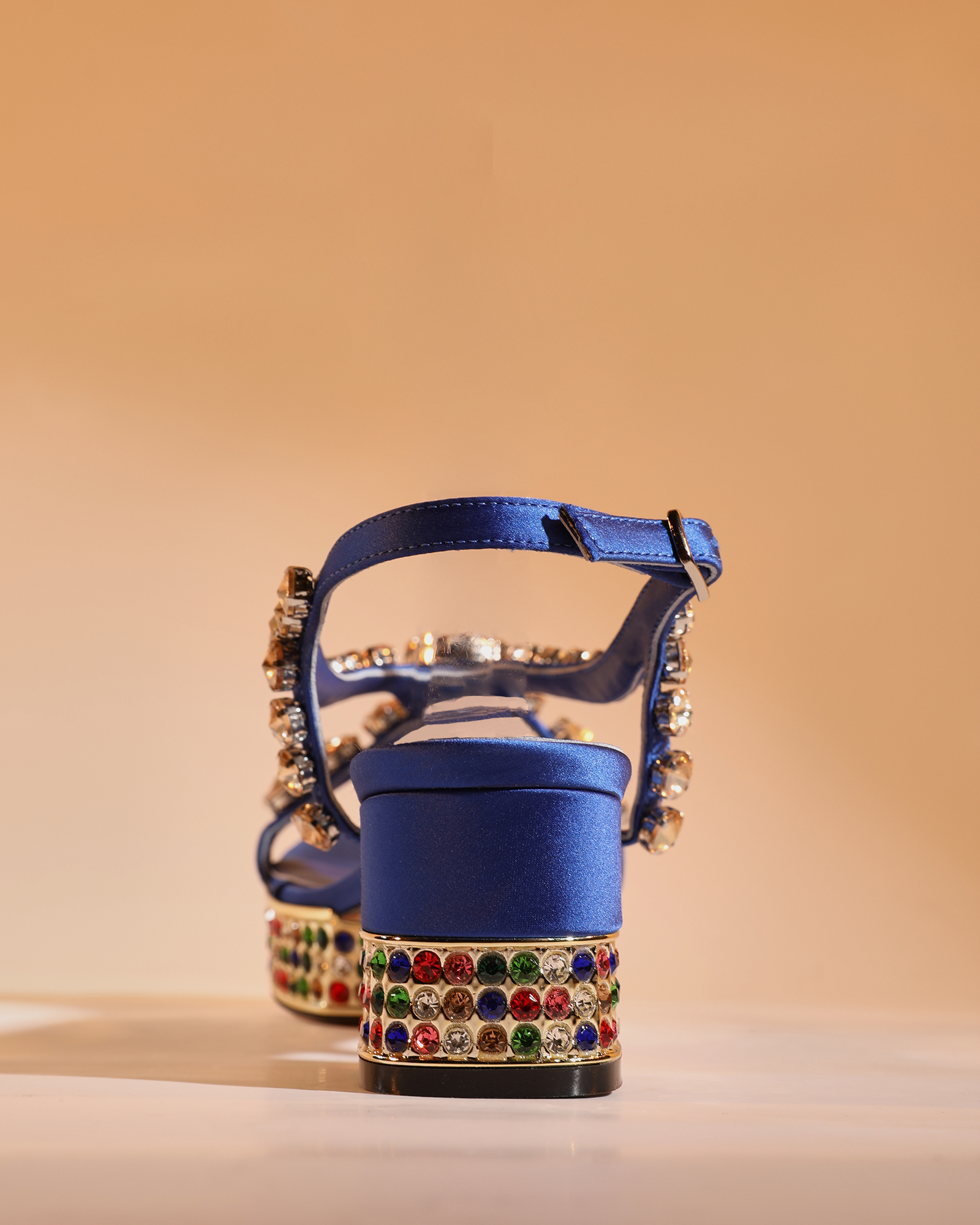 Riccarda Gem Strap Platform Sandals In Royal Blue