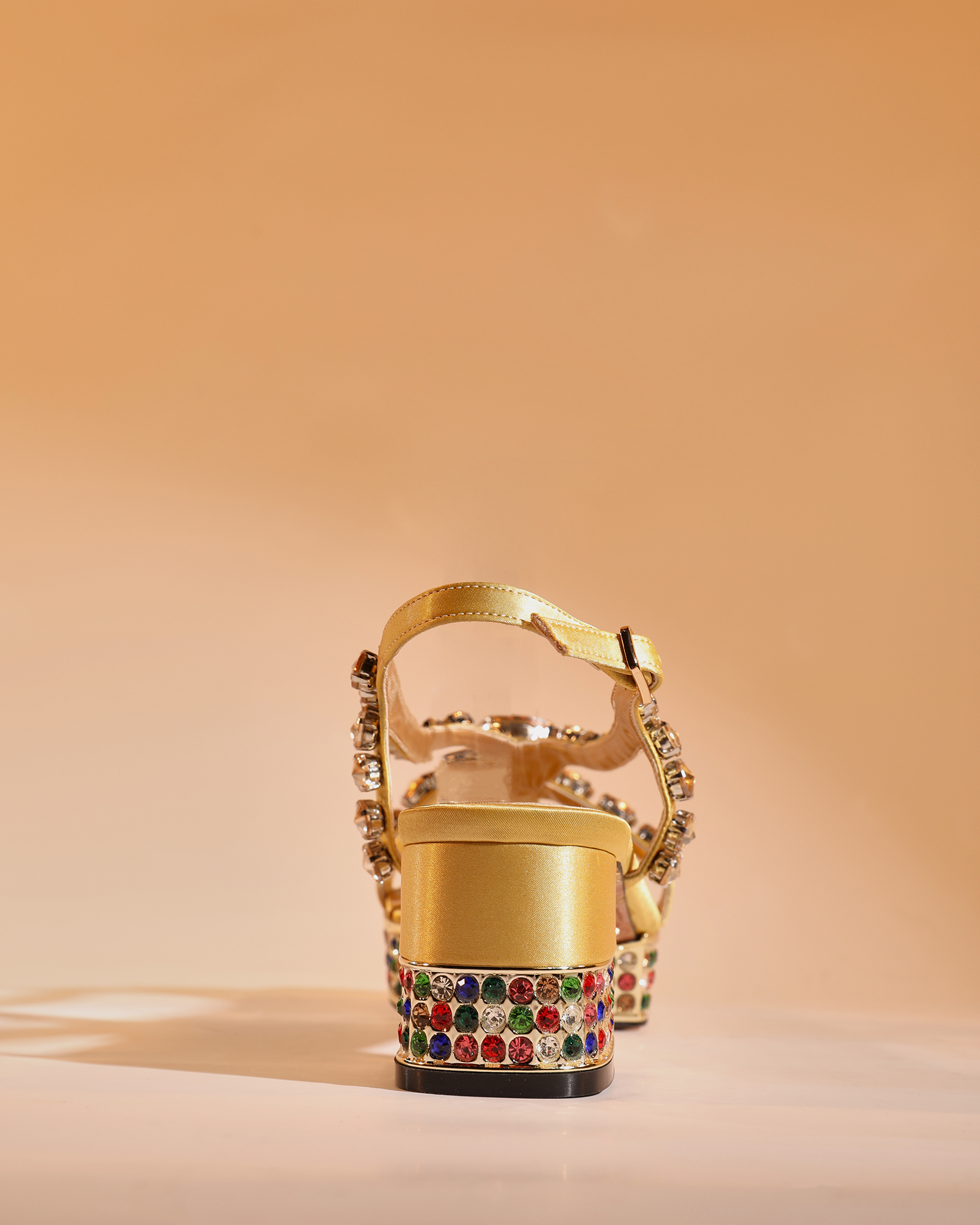 Riccarda Gem Strap Platform Sandals In Gold