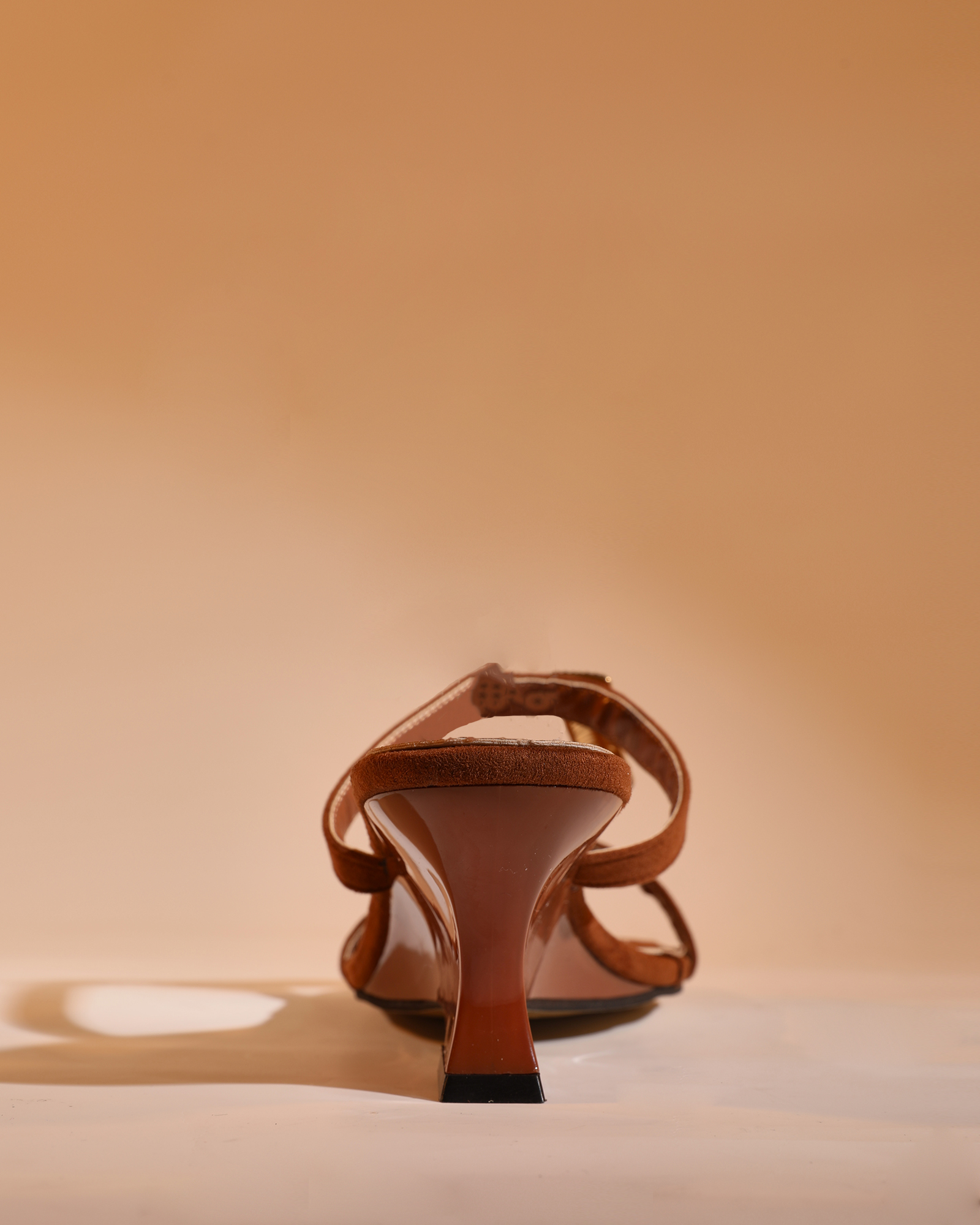 Haf Metal Buckle Wedge Mules In Mocha