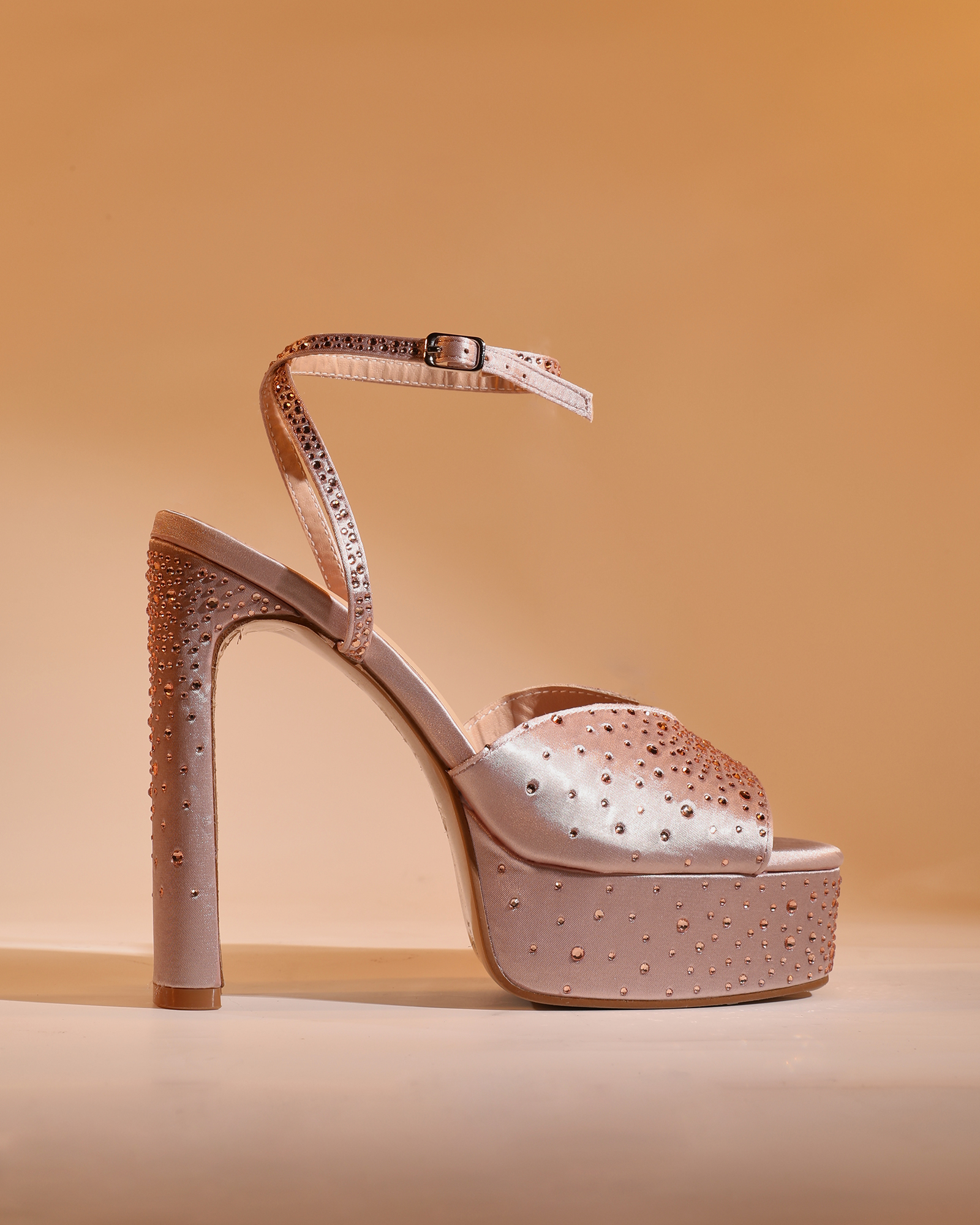 Hagir Rhinestone Satin Platform Sandals In Silver