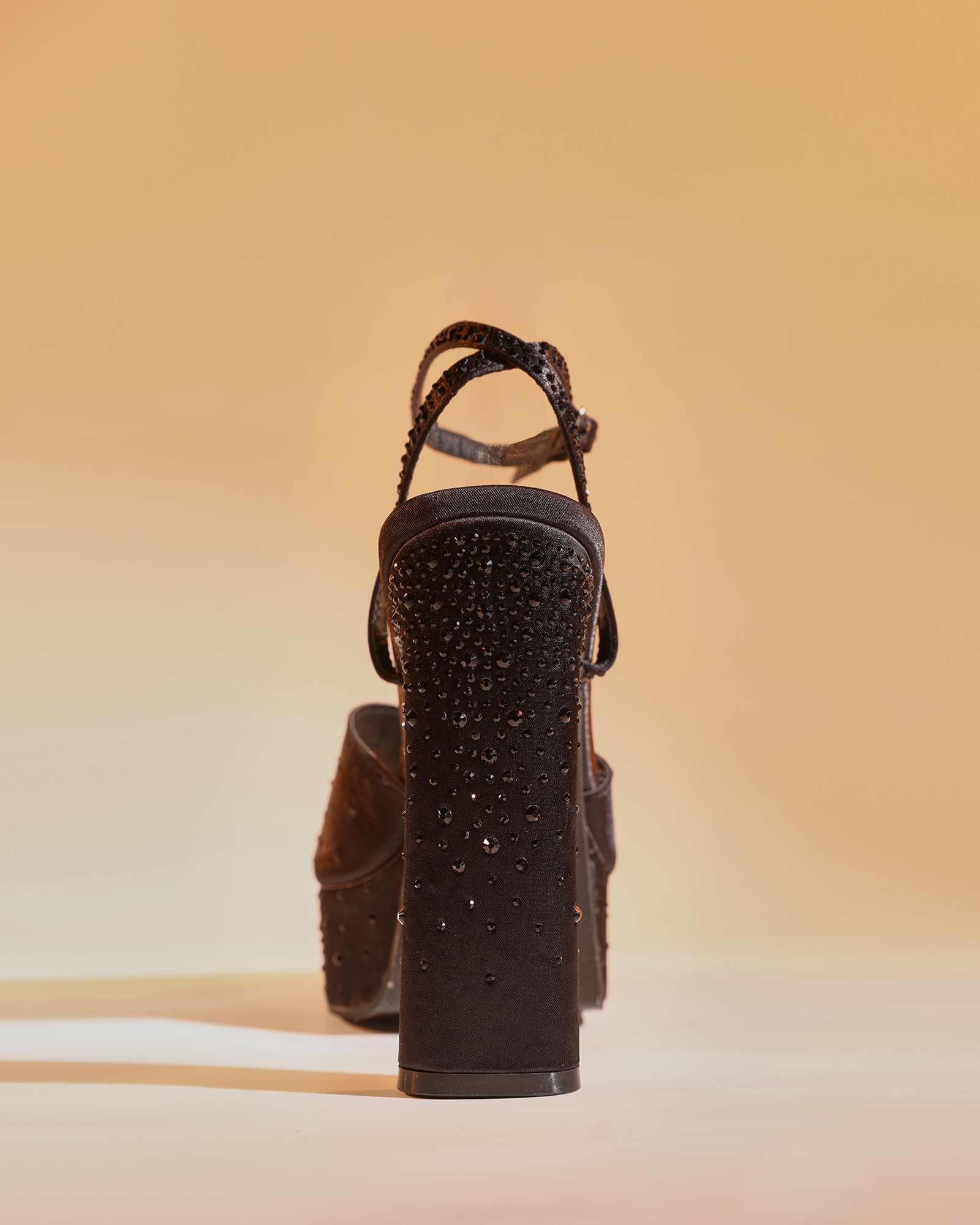 Hagir Rhinestone Satin Platform Sandals In Black