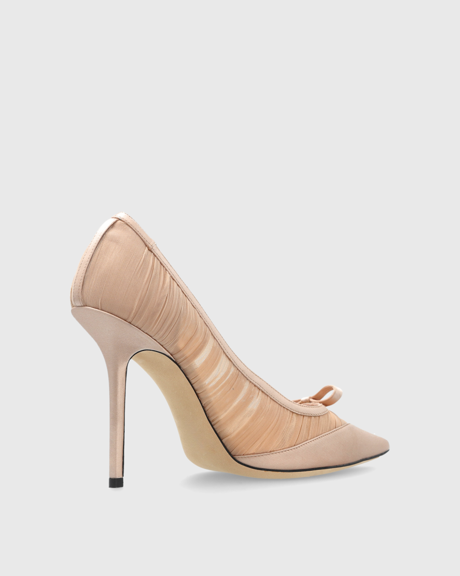 Sada Stripe Mesh Bow Pumps In Beige
