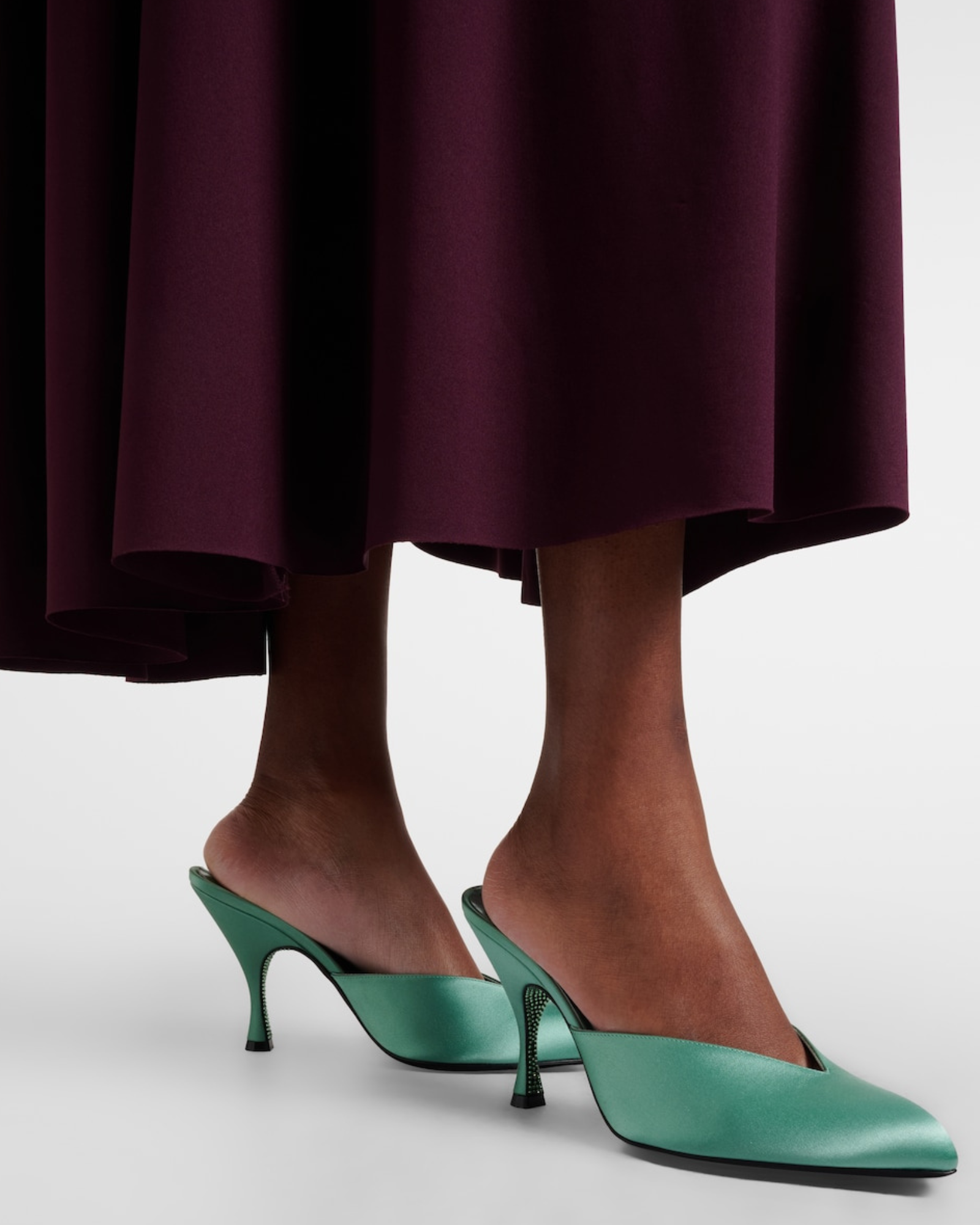  Lahja Satin Mules In Mint