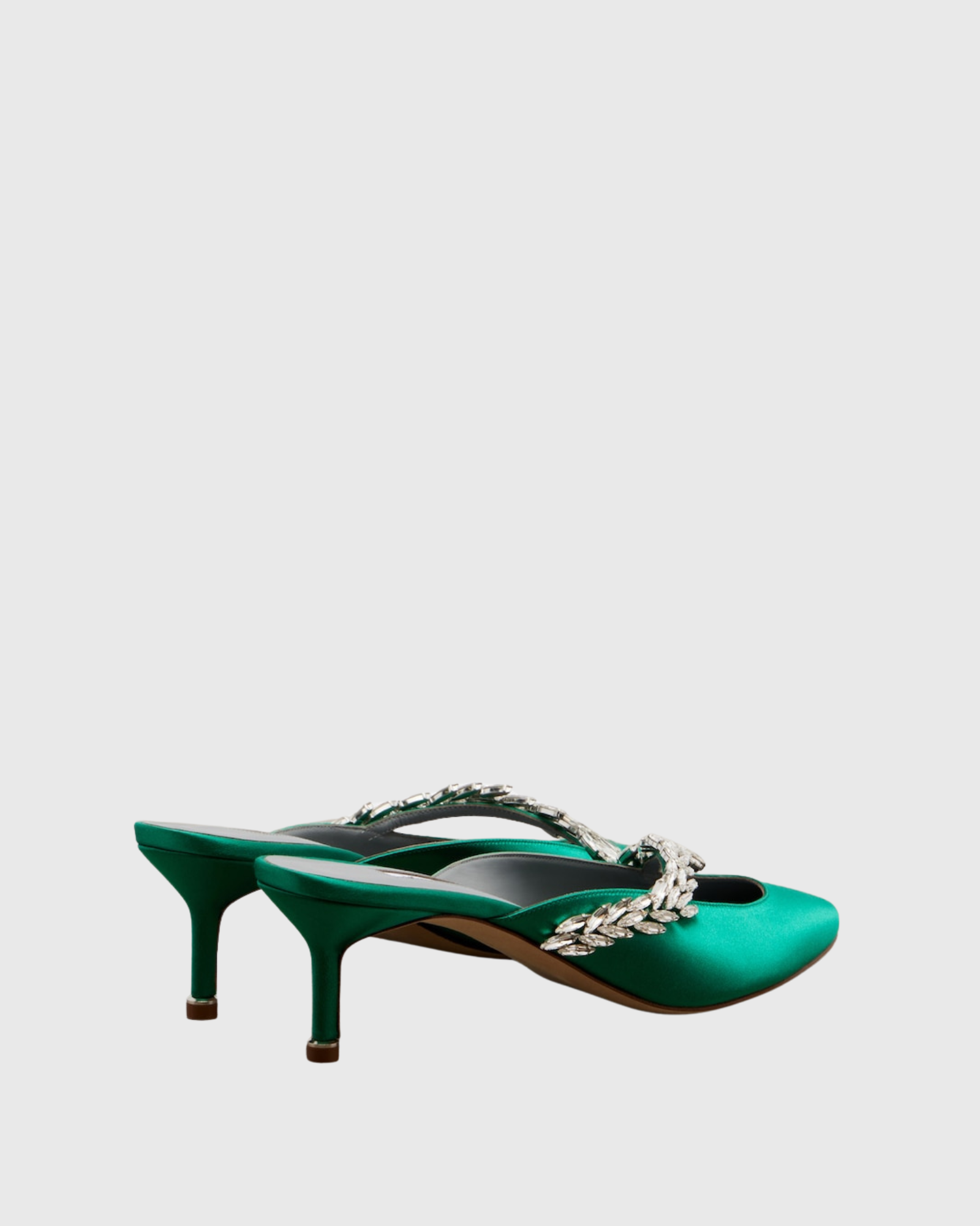 Liba Rhinestone Vine Mules In Green