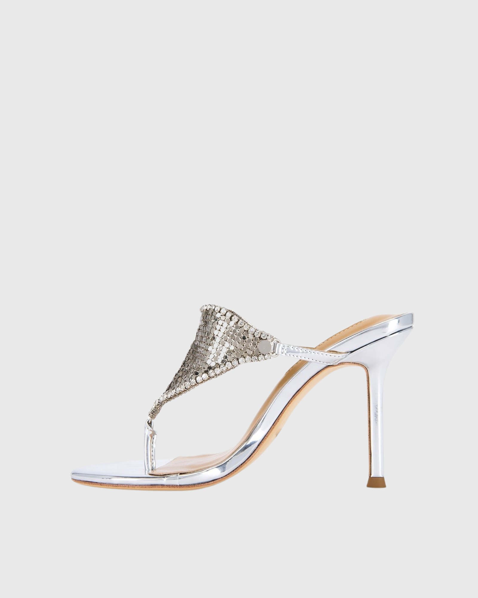 Laia Chainmail Thong Mules  In Sliver