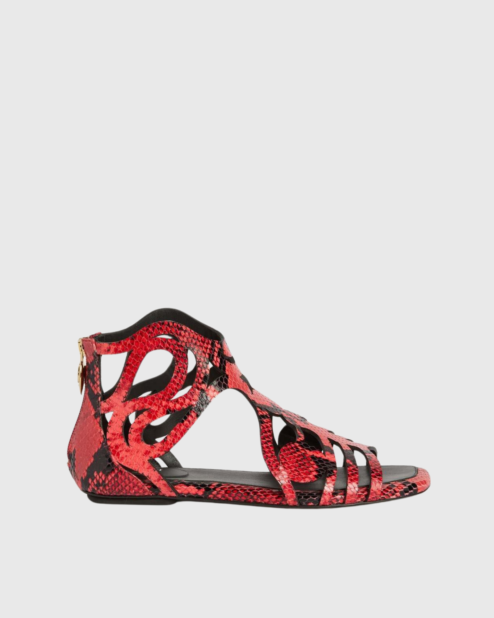 Maila Snake Print Flats In Red
