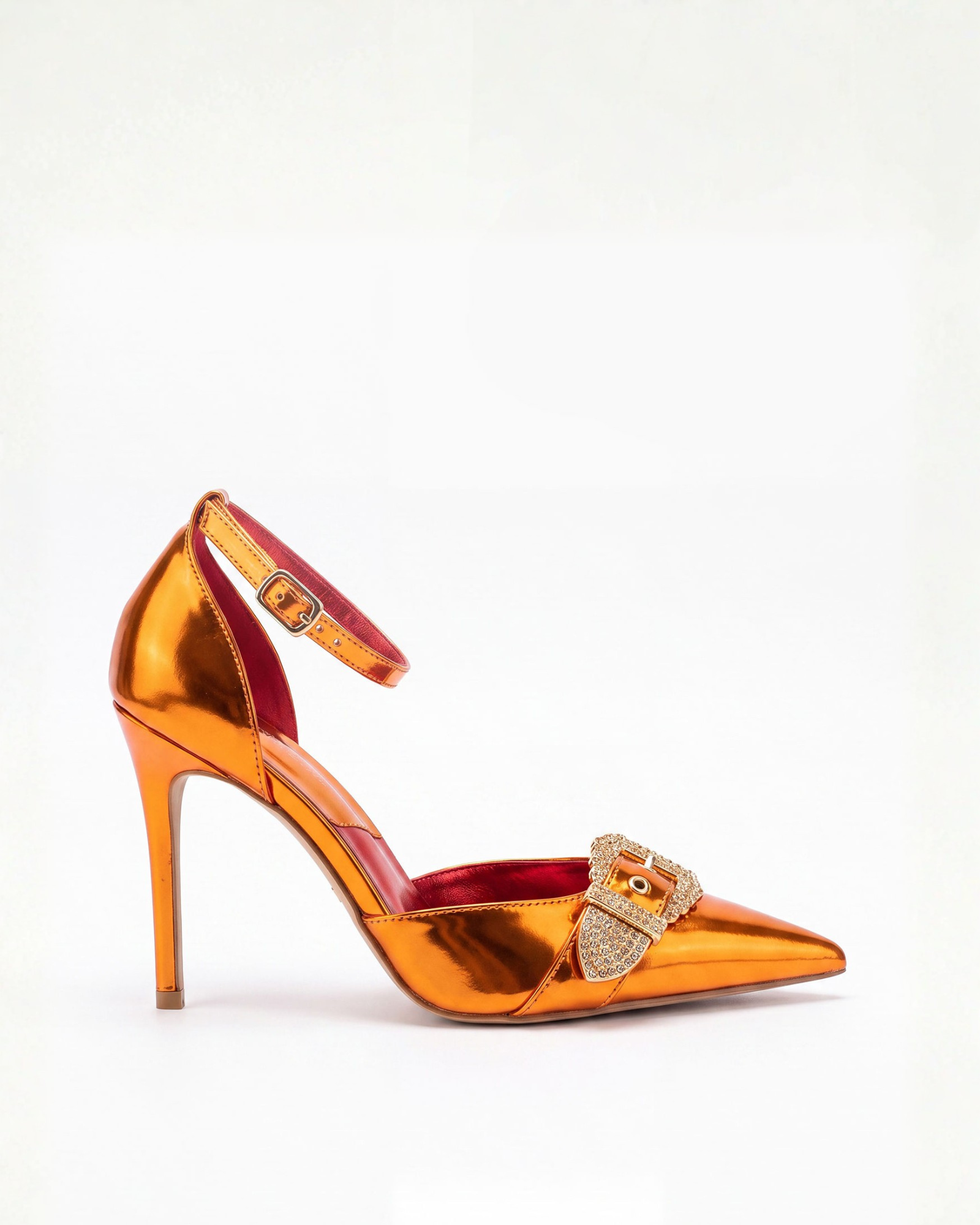  Miku Buckle Patent Leather Strap  Pumps In Orange