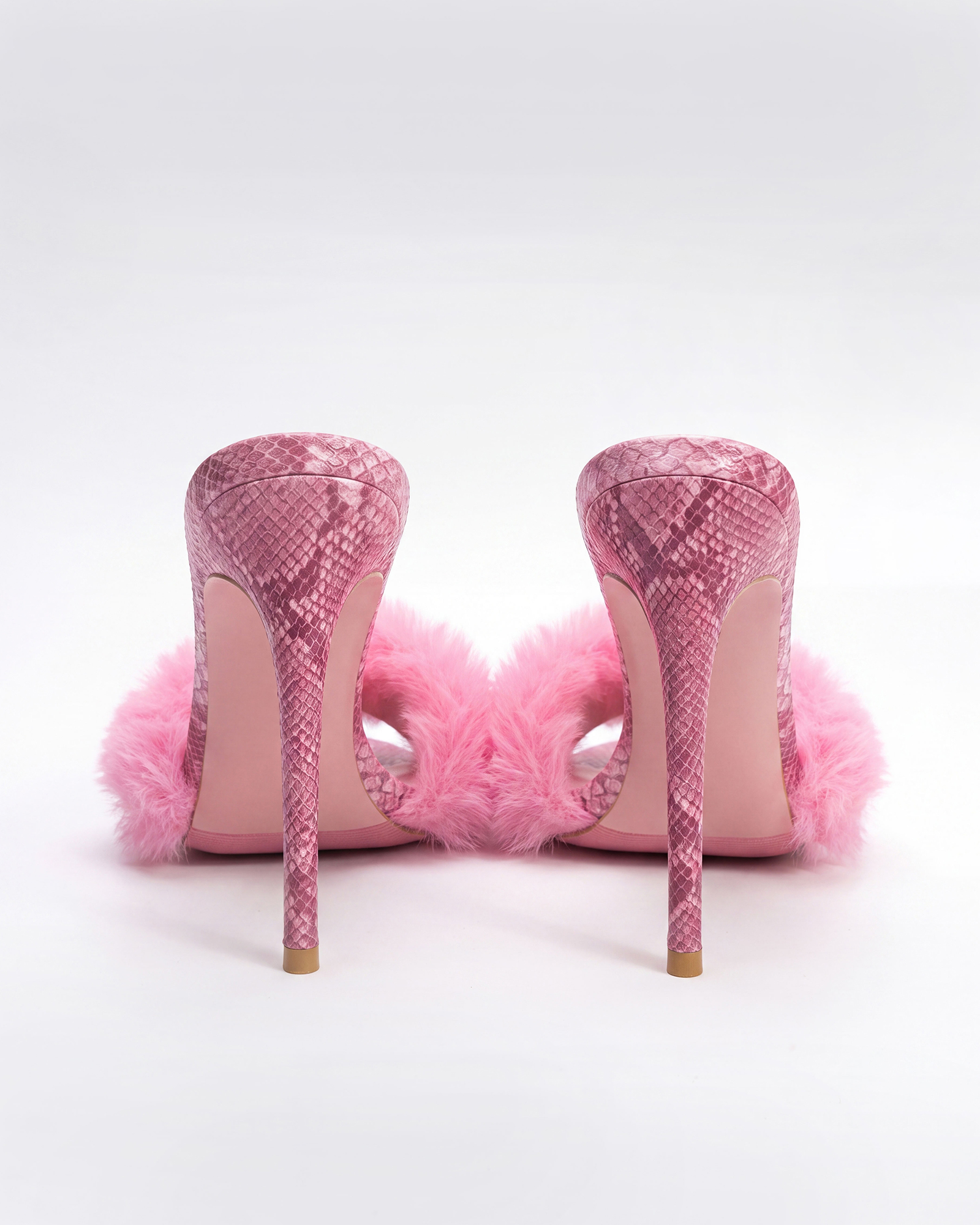 Vallea Faux Fur Slippers In Leopard  Pink