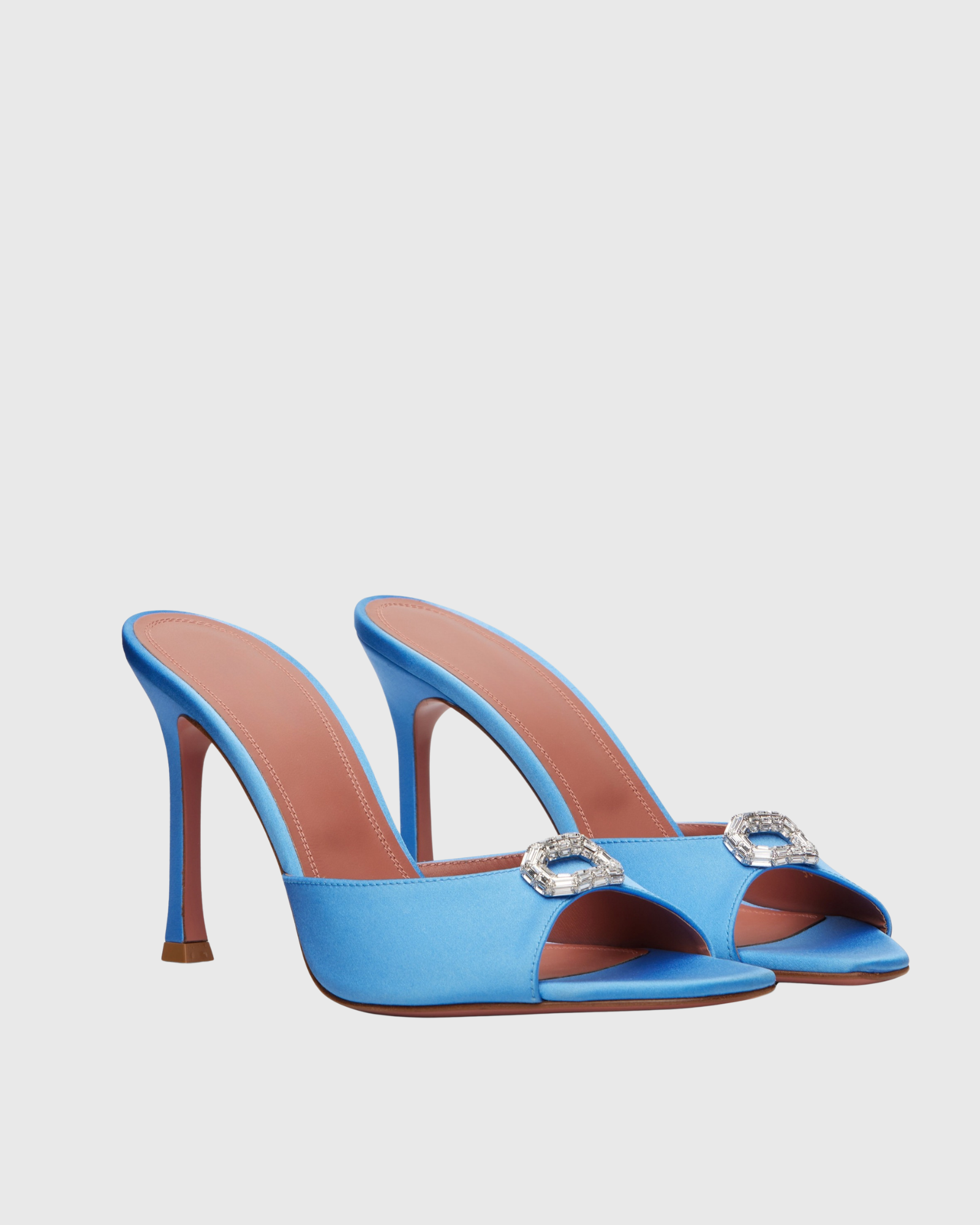 Mwayi Rhinestone Satin Mules In Turquoise