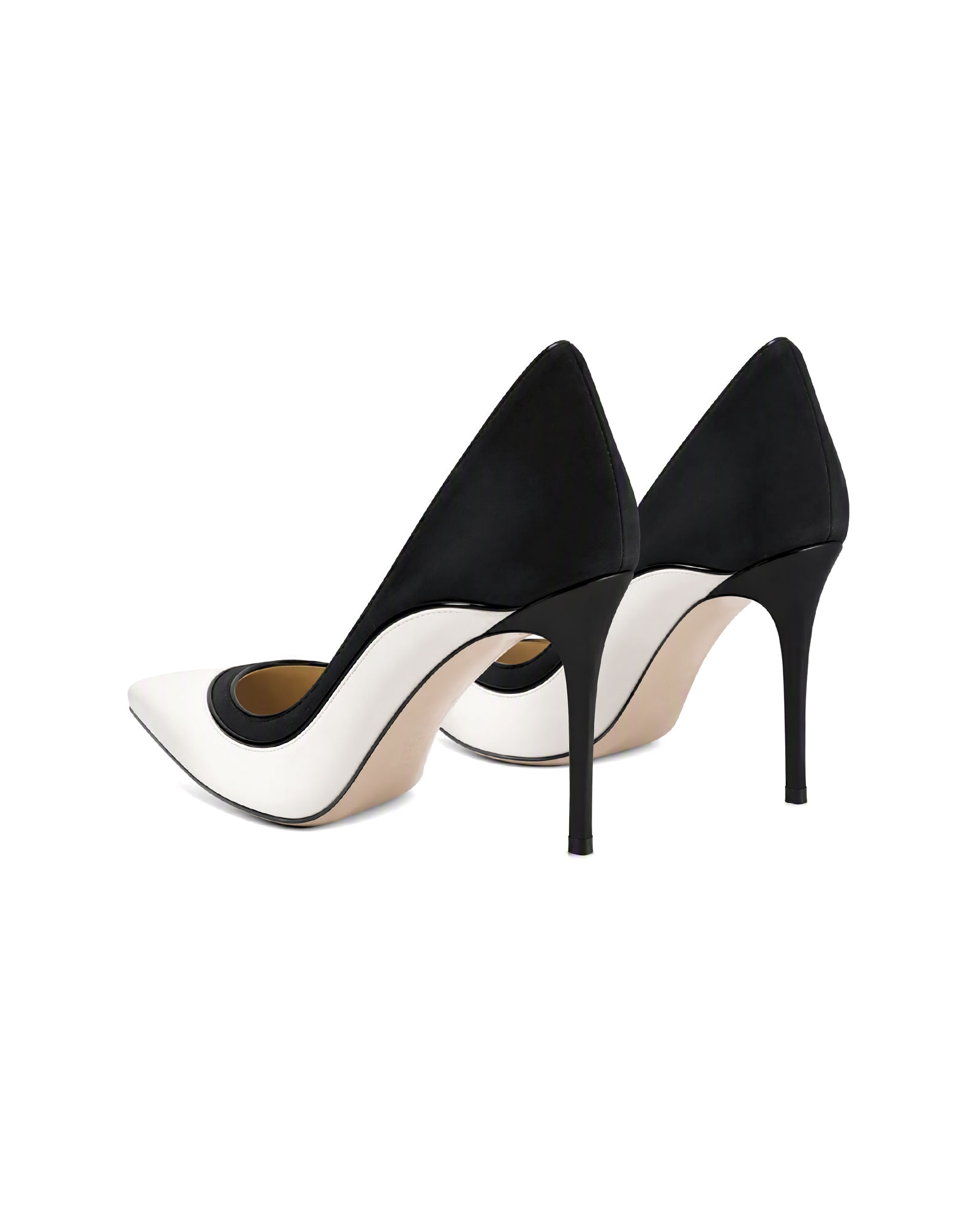 Myung Black & White Splicing Pumps