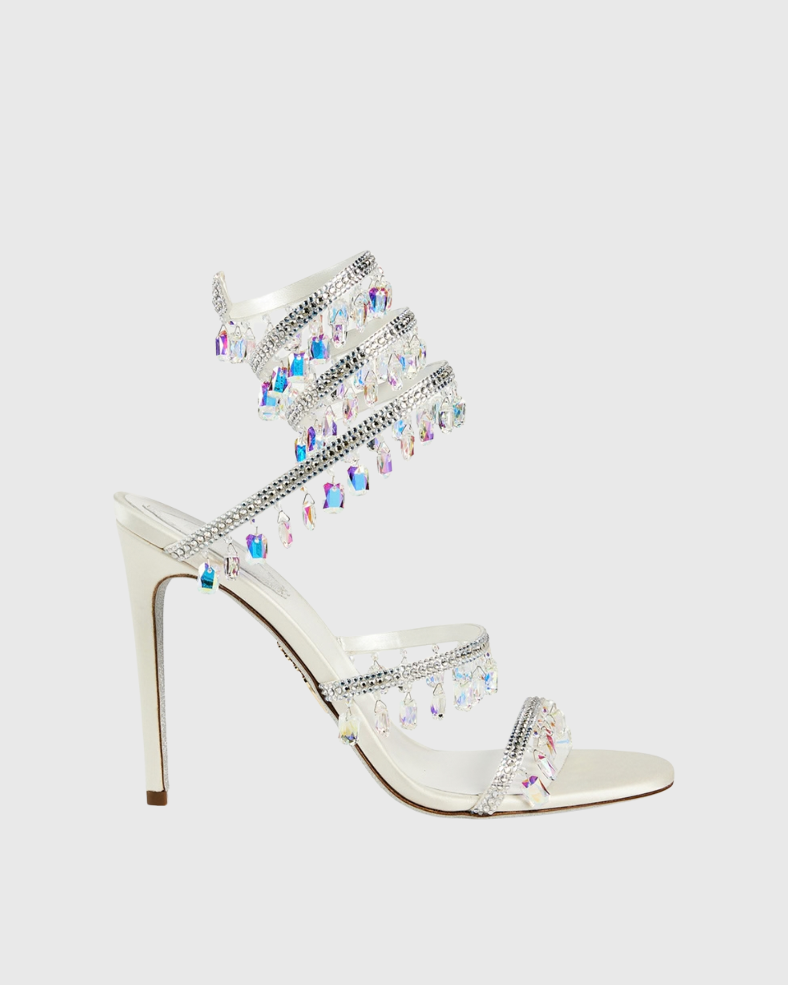 Elisa Diamond Fringe Snake Sandals In White