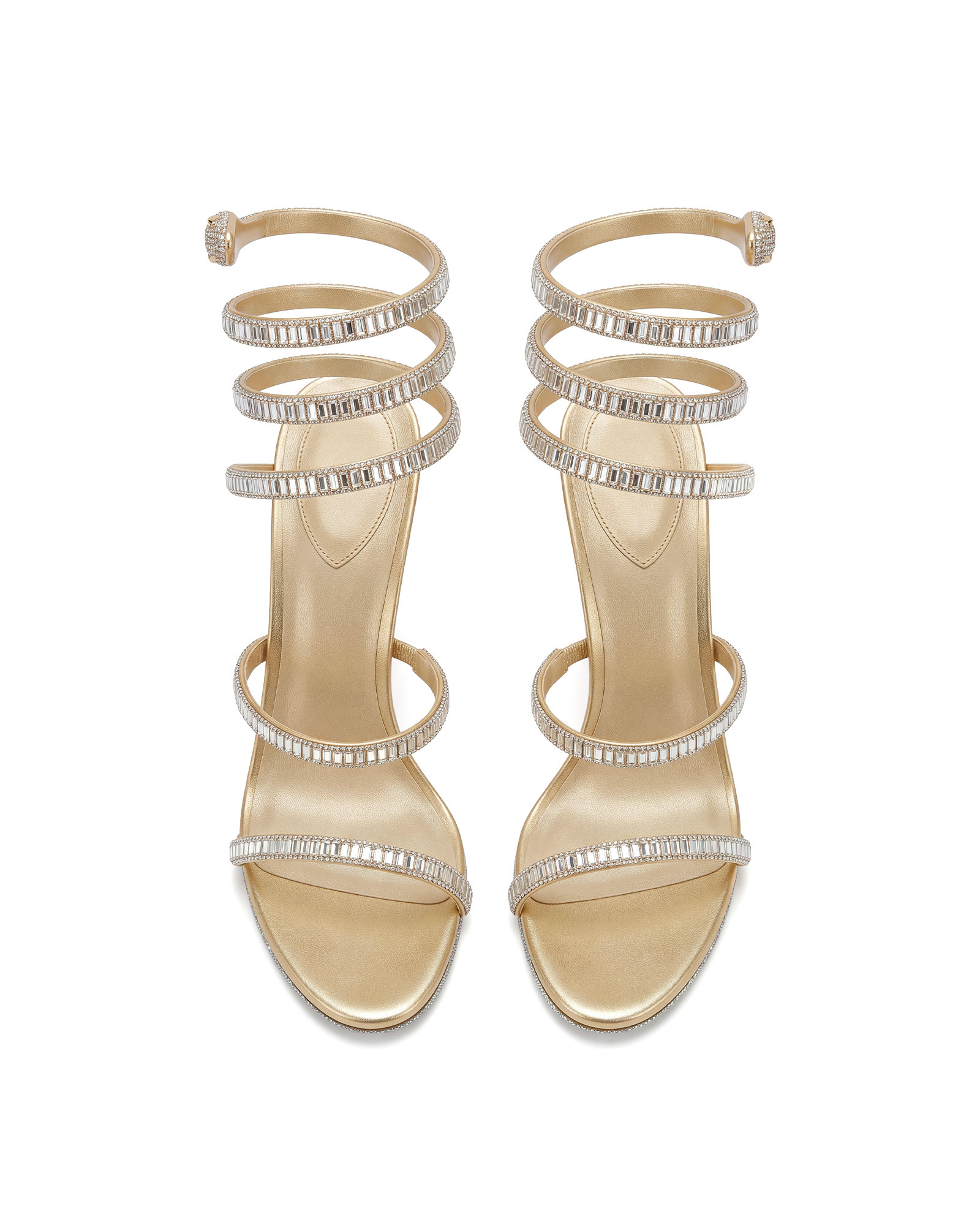 Elisa Rhinestone Lace Up Sandals In Champagne