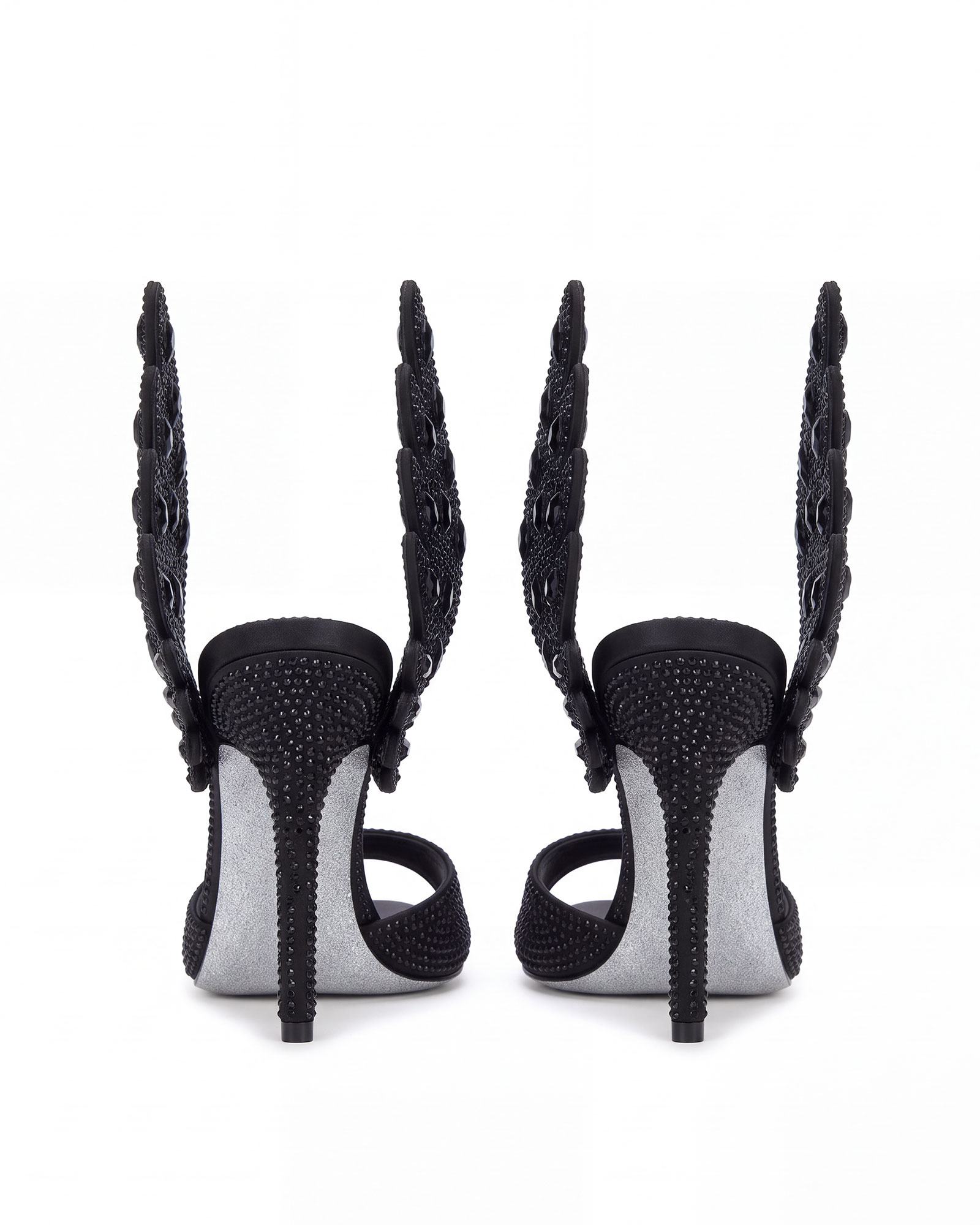Nadja Rhinestone Wing Mules In Black