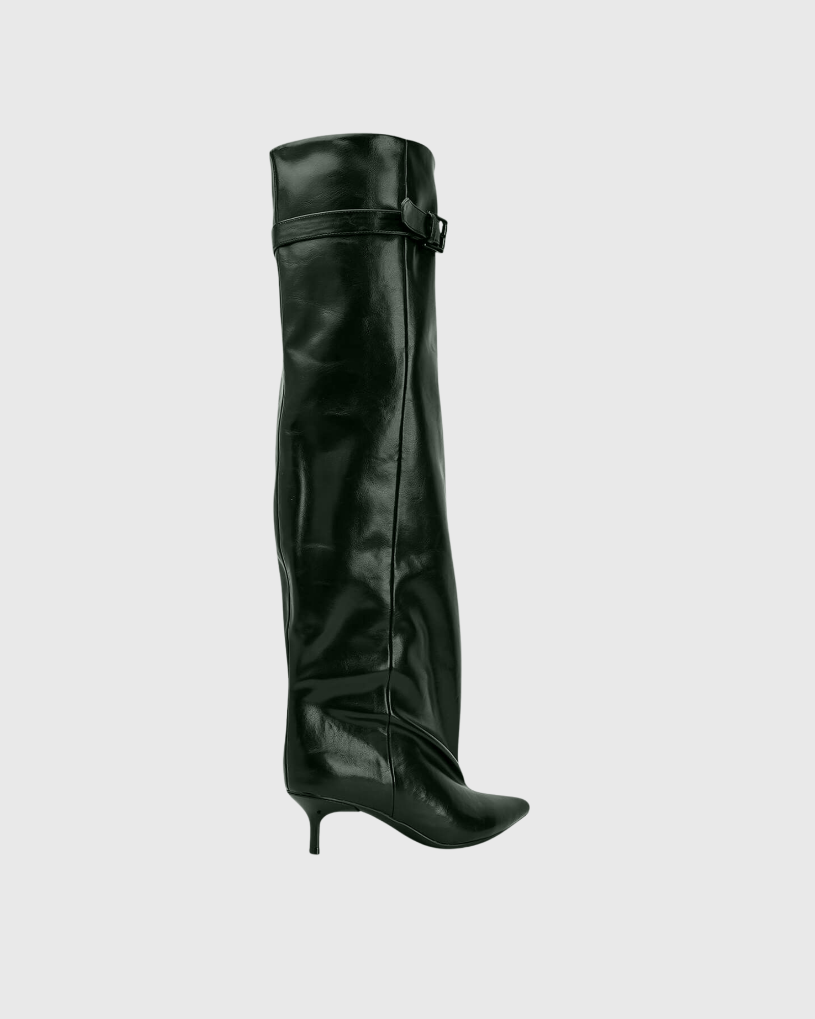 Naenia Leather Buckle Boots In Dark Green