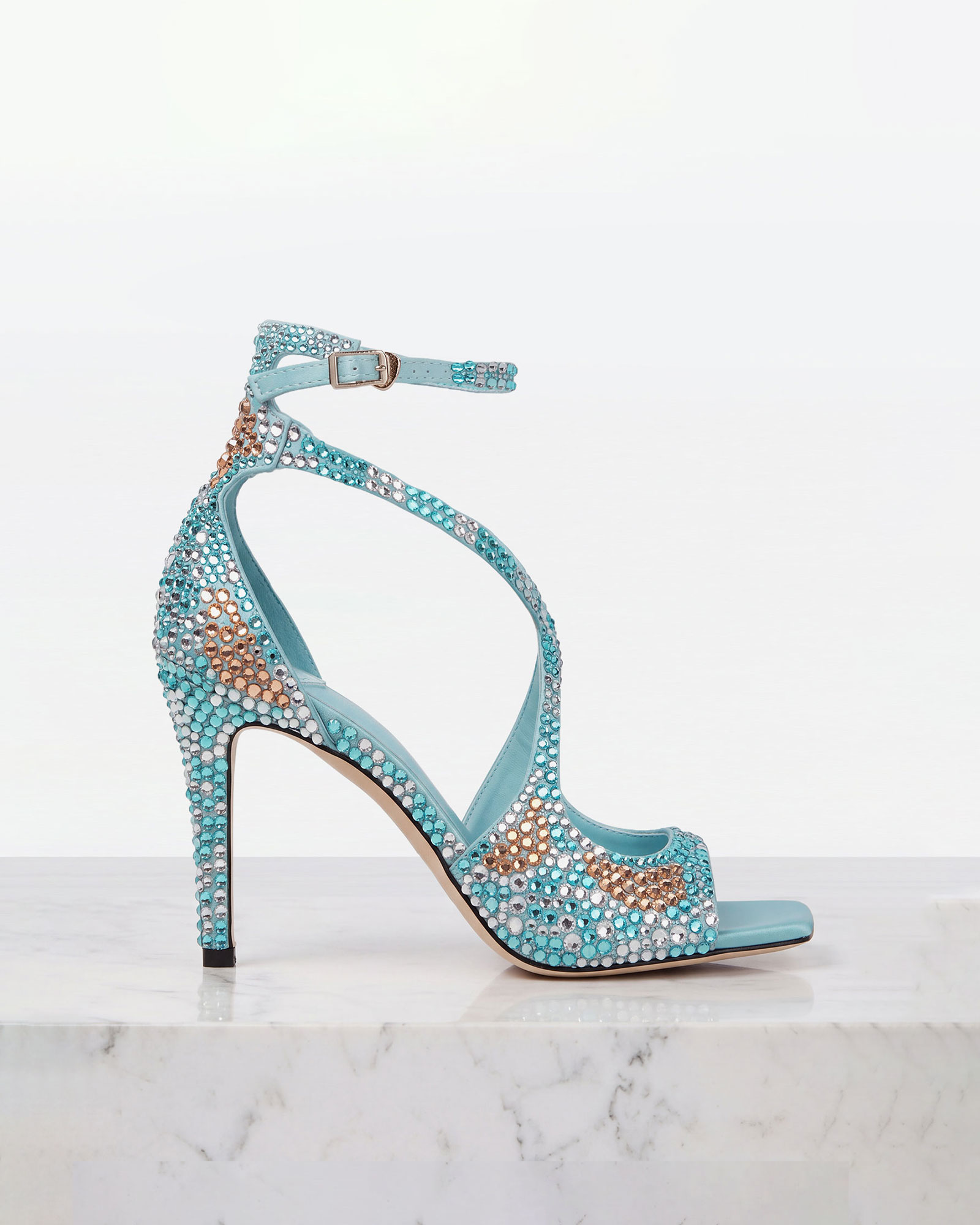 Nahal Sparkle Strap Sandals In Blue